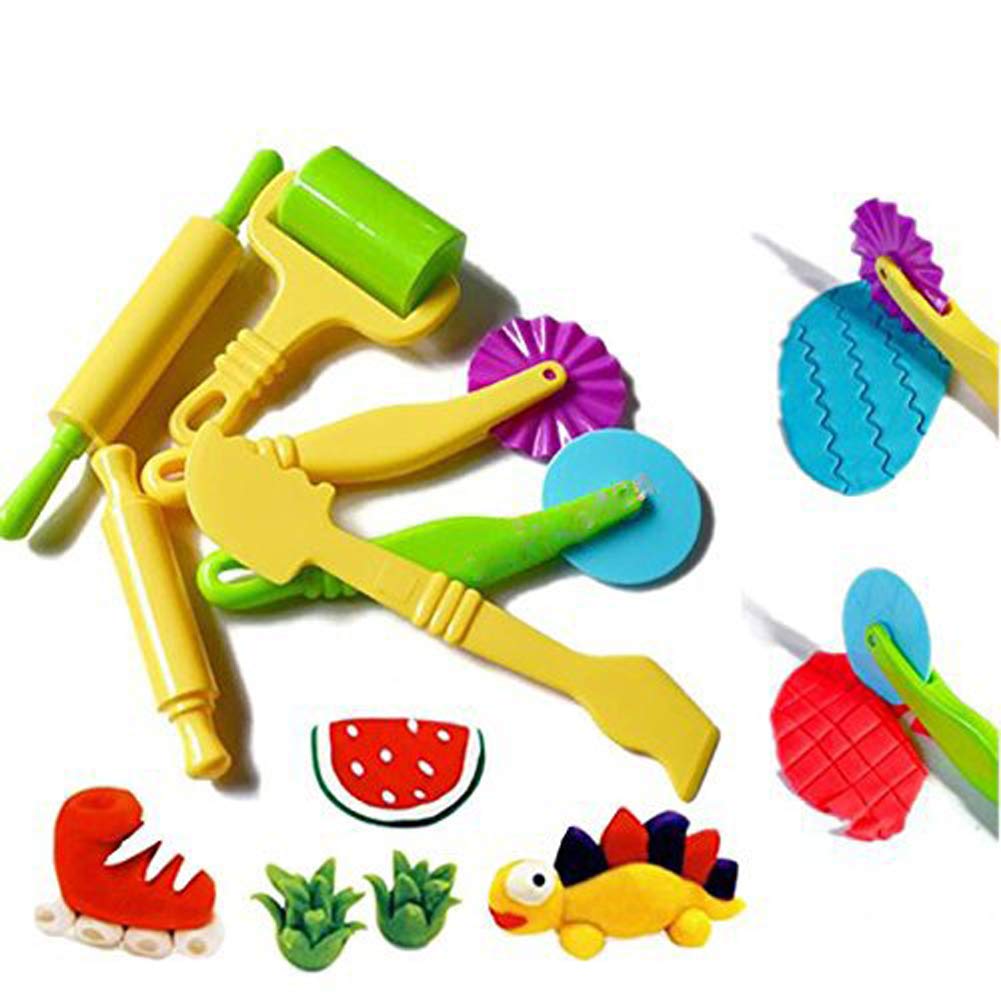 DesignerBox 6-Piece Clay Dough Tools Kit - Art Modeling Set with Rollers, Molds & Cutters - Plastic Play Dough Tools for Kids - Perfect for DIY Crafts, School Projects & Sensory Play Activities