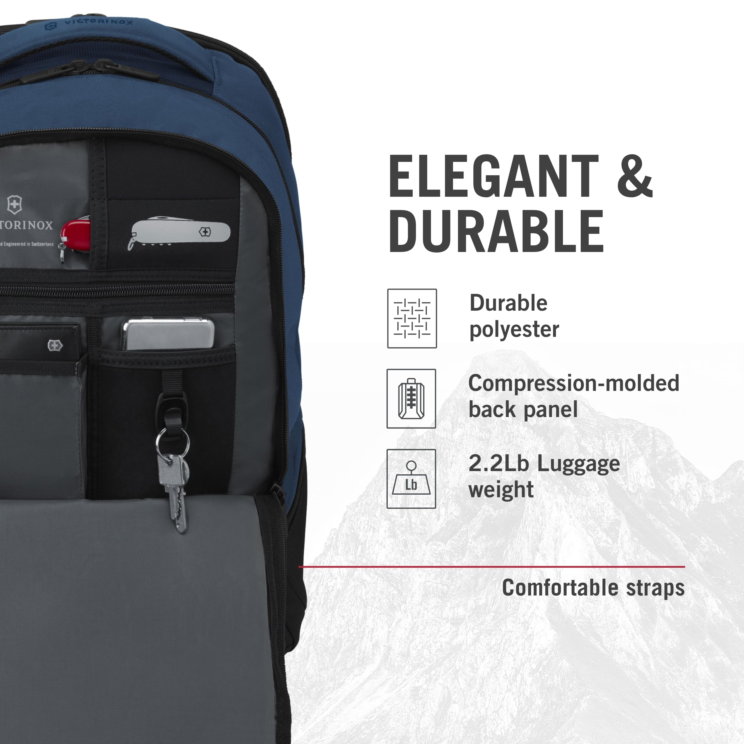 Victorinox VX Sport EVO Deluxe 28L Travel Backpack - Lightweight Durable Hiking Backpack with Airflow Technology & Adjustable Straps - Perfect for Commuting, Camping & Outdoor Adventures - Blue