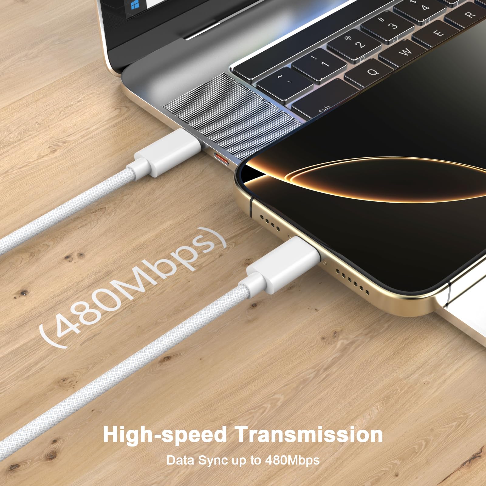 MFi Certified iPhone 16 Charger 6FT 2-Pack - 60W USB C to USB C Fast Charging Cable for iPhone 16/16 Plus/16 Pro/16 Pro Max/15 Series, iPad Pro/Air/Mini, Samsung Galaxy - Perfect for Home, Office & Travel (White)