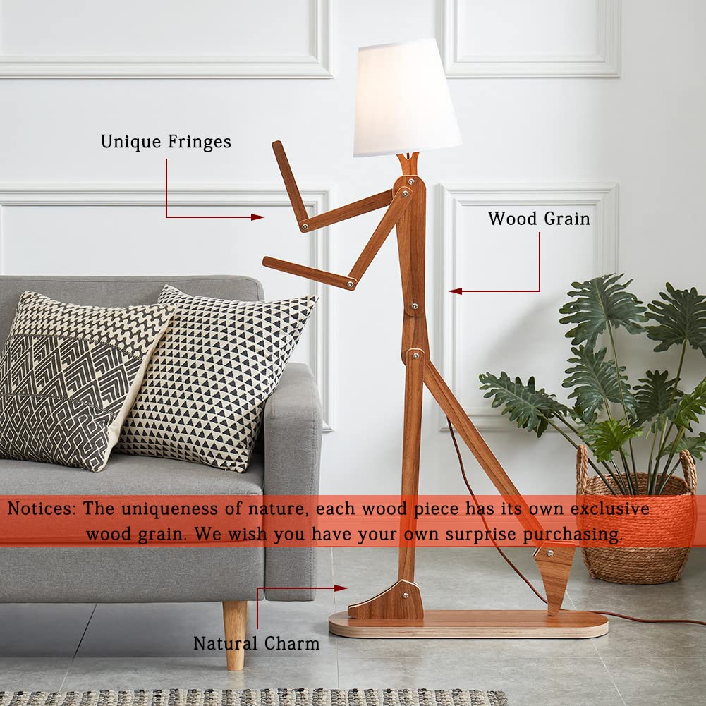 Stylish Wood Swing Arm Floor Lamp for Living Room, Bedroom, Office - Farmhouse Decor Reading Light with Bulb Included (Walnut) - Perfect for Cozy Reading Nooks, Dorm Rooms & Kids' Bedroom Decor