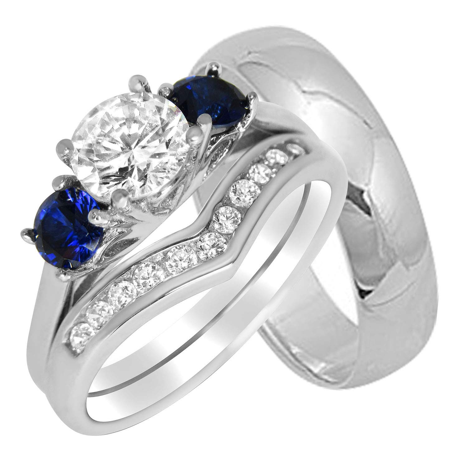 His & Hers Wedding Ring Sets - Sterling Silver Matching Wedding Bands for Couples - Perfect for Engagement, Anniversary & Romantic Occasions
