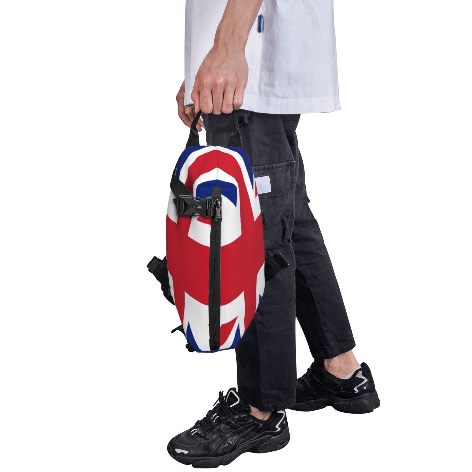 UK Flag Crossbody Sling Backpack - Waterproof Travel Hiking Chest Daypack with Adjustable Strap, Black One Size Shoulder Bag for Outdoor Adventures & Daily Commute