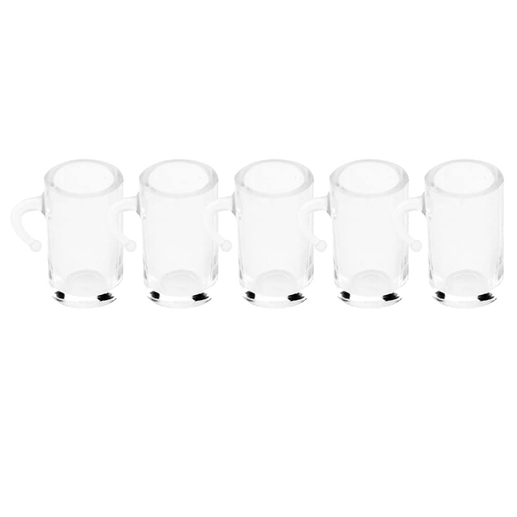 Healifty Mini Plastic Drinking Glasses Set - 5pcs Miniature Beer Cups, Water Mugs for Play Kitchen, Ornament Accessories, Perfect for Kids' Pretend Play & Party Decorations