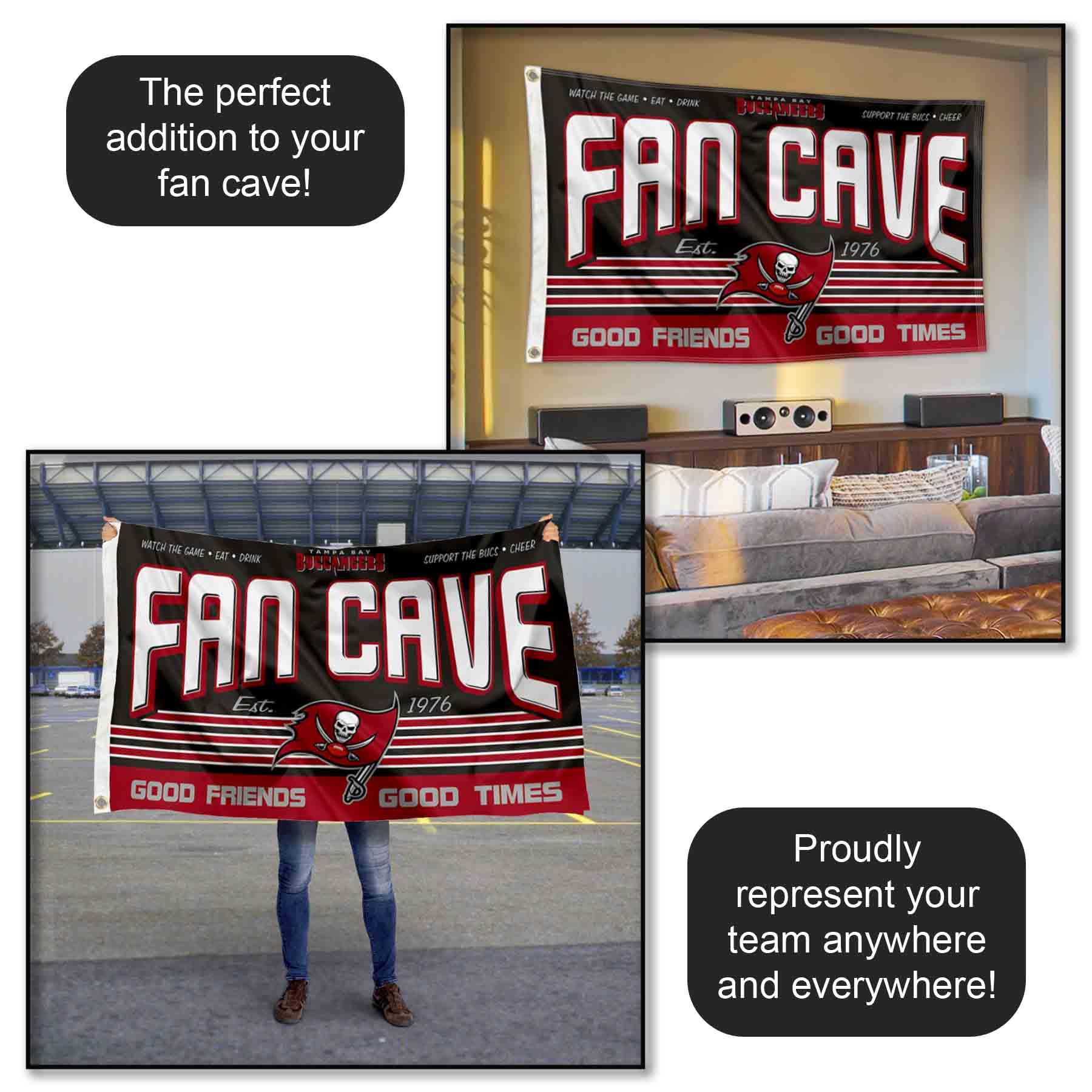 WinCraft Tampa Bay Buccaneers NFL Team Fan Cave Banner Flag - Perfect for Game Day Decor, Man Cave, Tailgating & Home Sports Room