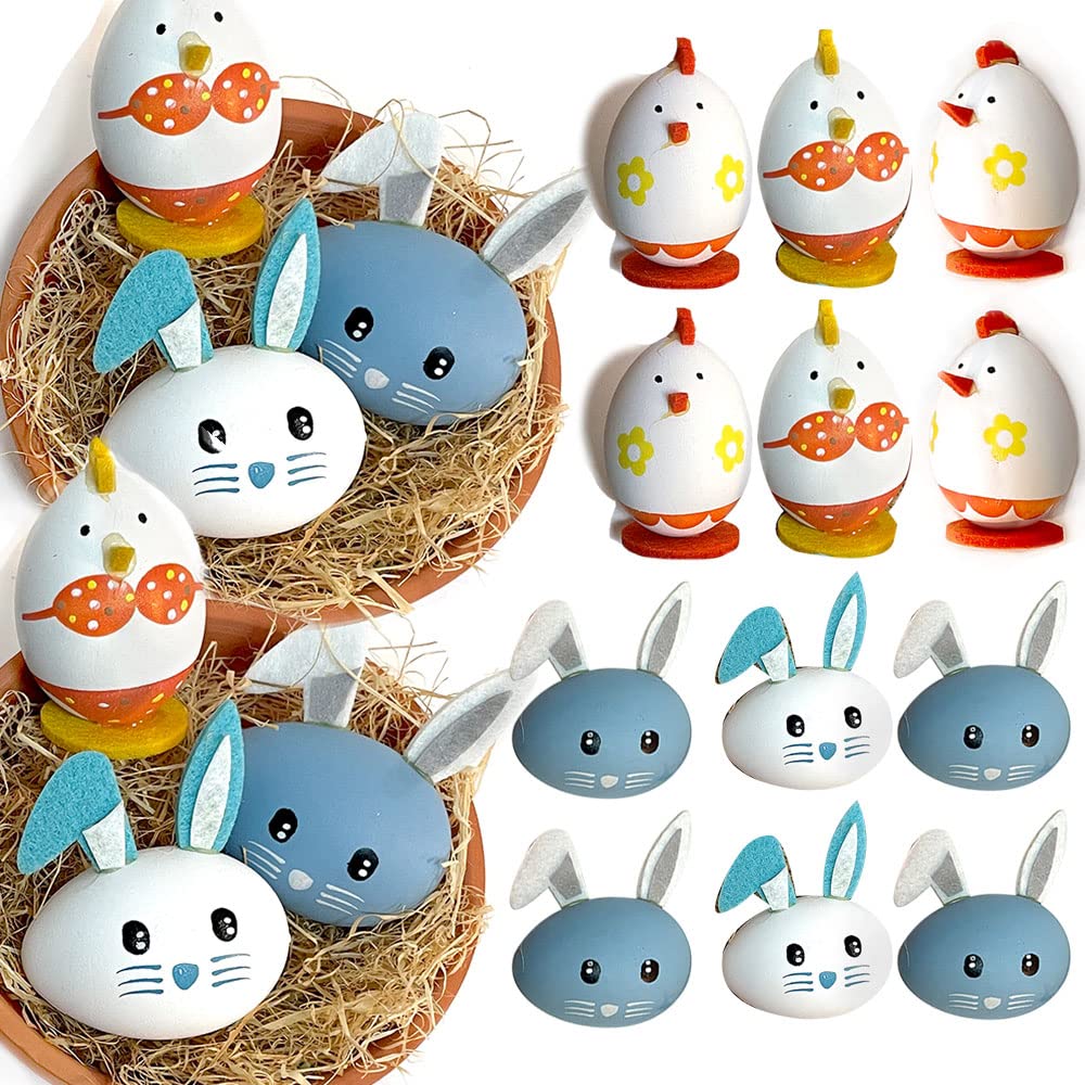 24-Piece Handmade Easter Egg Set - Bunny & Chicken Design for Toddlers, Easter Basket Stuffers, Party Decorations - Perfect for Easter Celebrations, Kids' Parties & Spring Home Decor