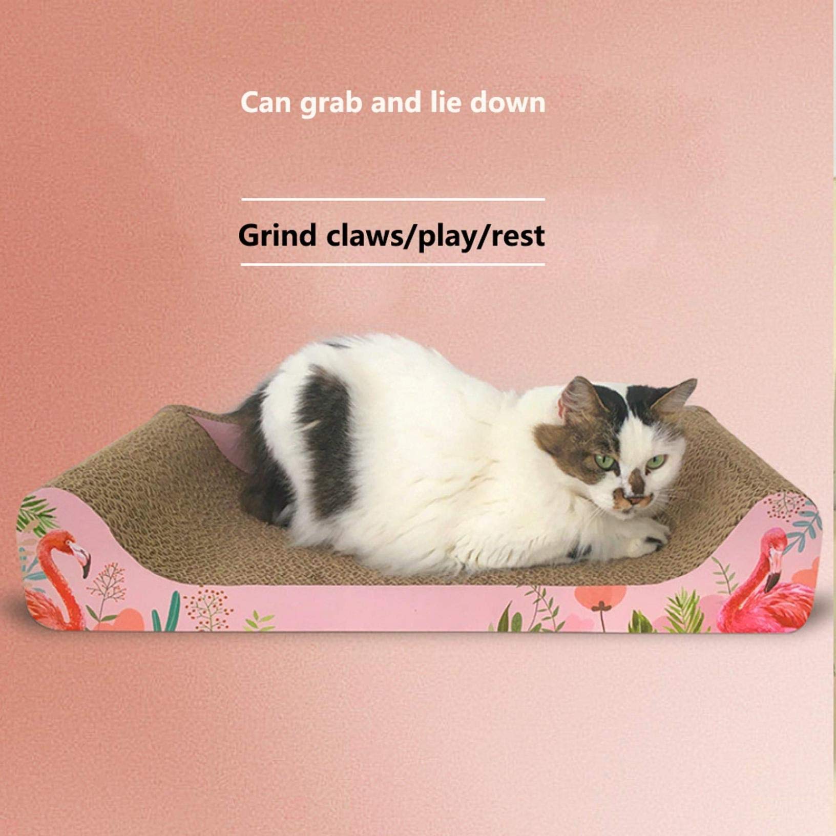 Pink Cat Scratch Pad - Durable Corrugated Cardboard Scratcher Toy for Indoor Cats - Fun & Safe Clawing Activity for Kittens - Perfect for Playtime & Furniture Protection