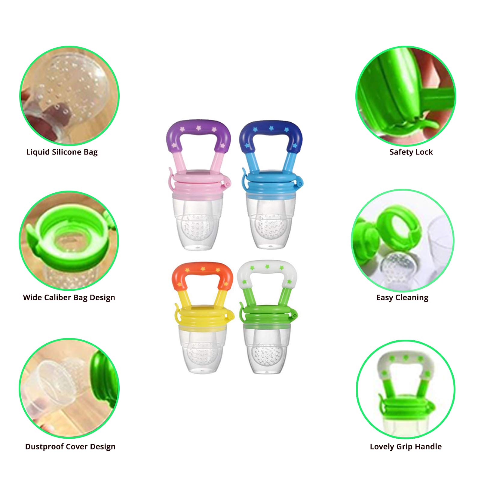 Safe-O-Kid BPA-Free Baby Fruit & Food Feeder – Non-Toxic Silicone Teether for Fresh Fruits, Vegetables & Snacks – Ideal for Babies & Toddlers (6-24 Months) – Yellow – Perfect for Teething Relief & Healthy Snacking On-The-Go