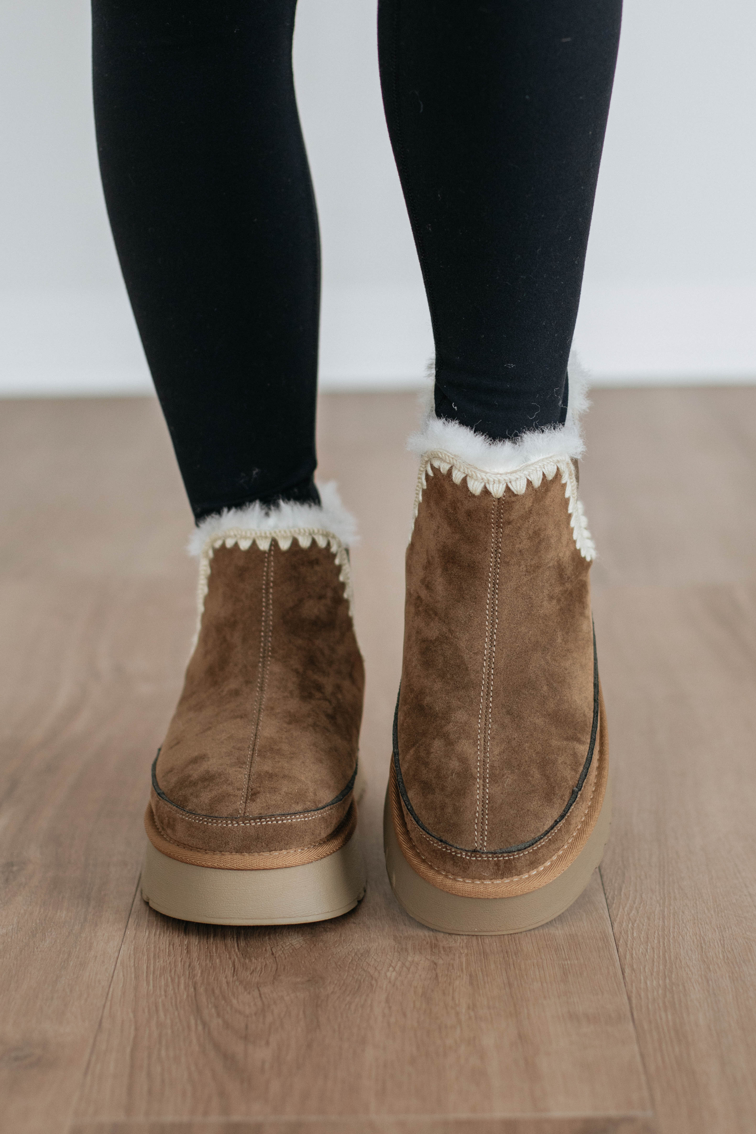 Slowing It Down Platform Boots for Women - Khaki Chunky Heel Ankle Boots | Stylish & Comfortable for Fall & Winter Outfits, Casual Wear & Street Fashion