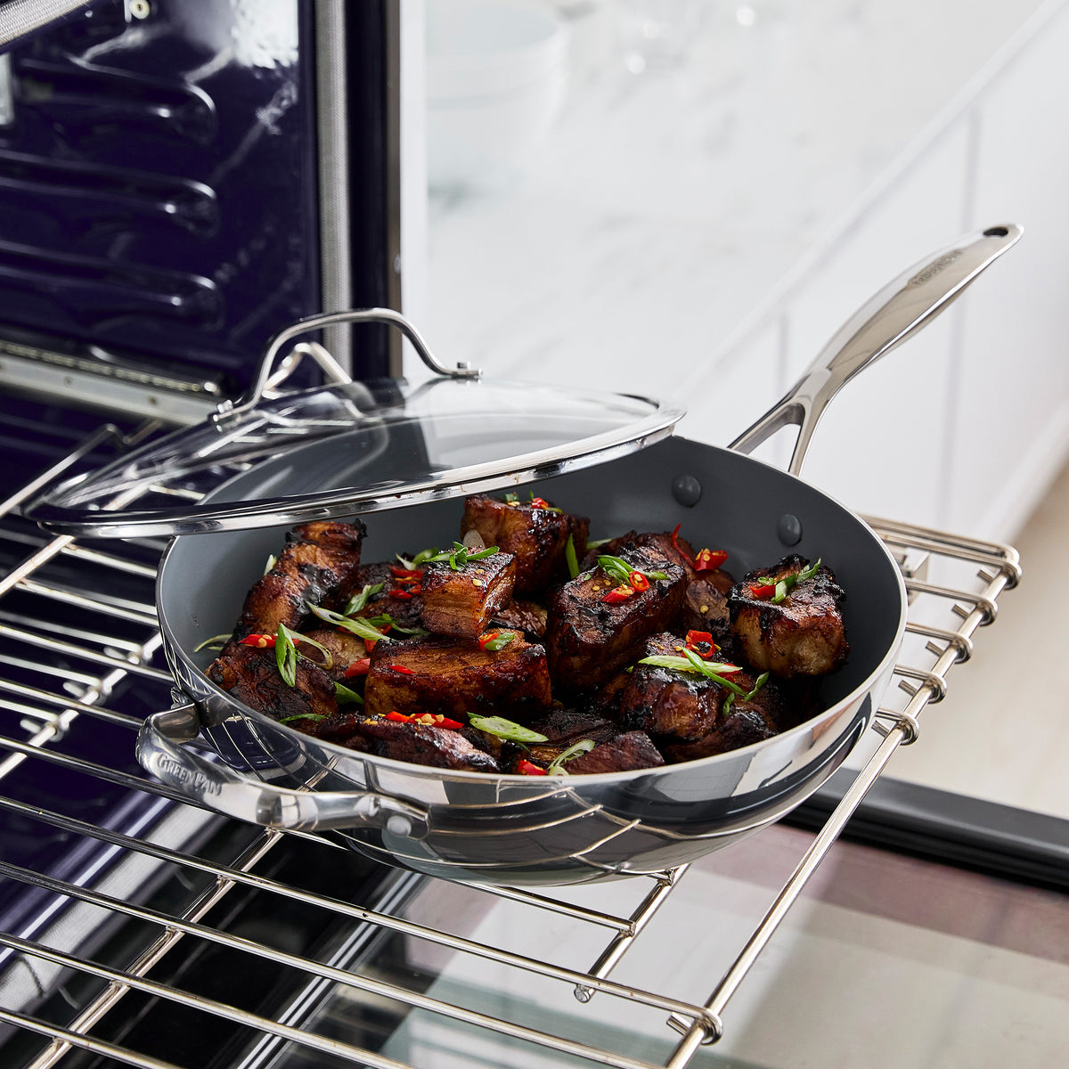 Valencia Pro 12-Inch Stainless Steel Wok with Glass Lid - Professional Stir Fry Pan for Asian Cooking, Home Kitchen & Restaurant Use