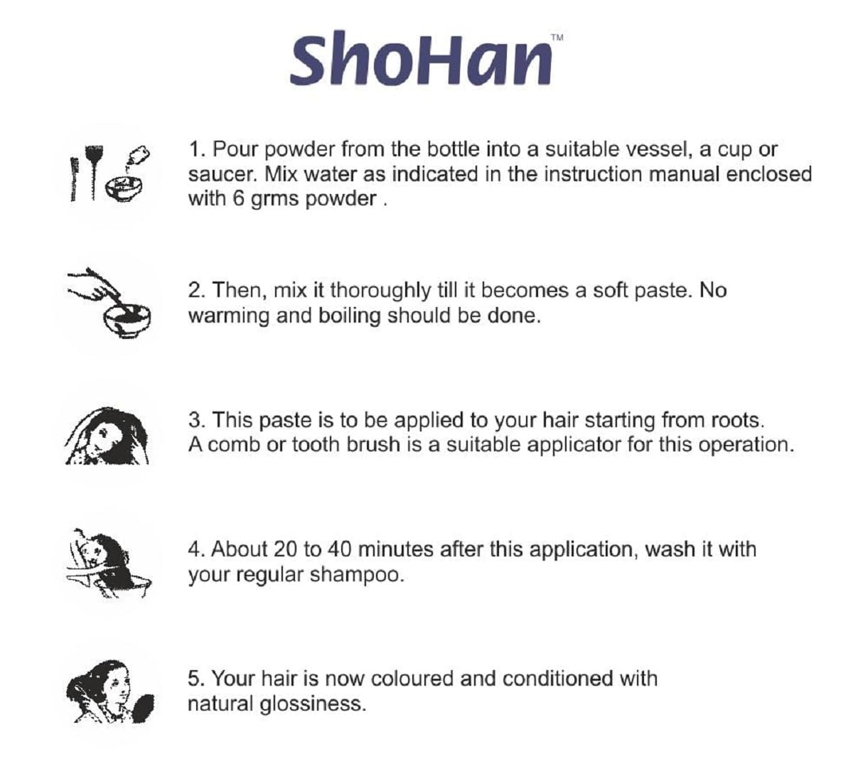 Gentle ShoHan Japanese Hair Dye for Hair Loss Reduction - Natural Black Color (6 Pack, 36g) | Safe Ammonia-Free Hair Coloring for Home Use & Salon Professionals