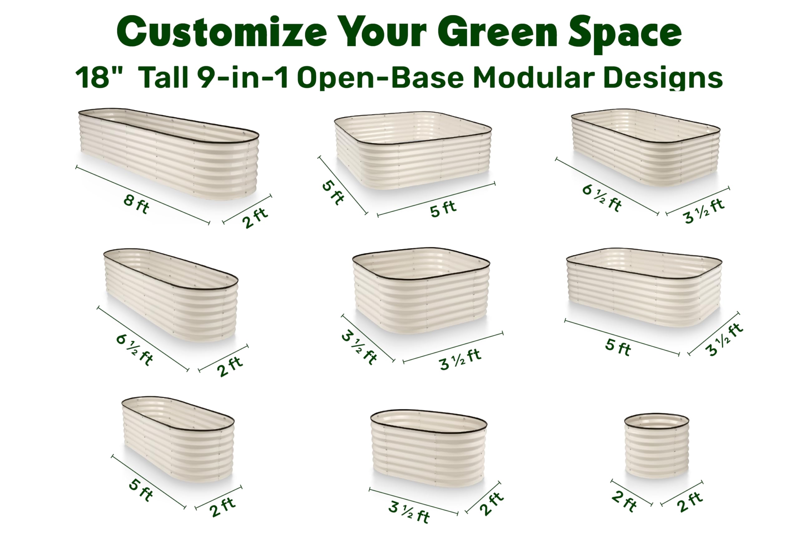 9-in-1 Galvanized Steel Raised Garden Bed Kit - 8×2×1.5 ft Modular Planter Box for Vegetables, Flowers & Herbs - 18