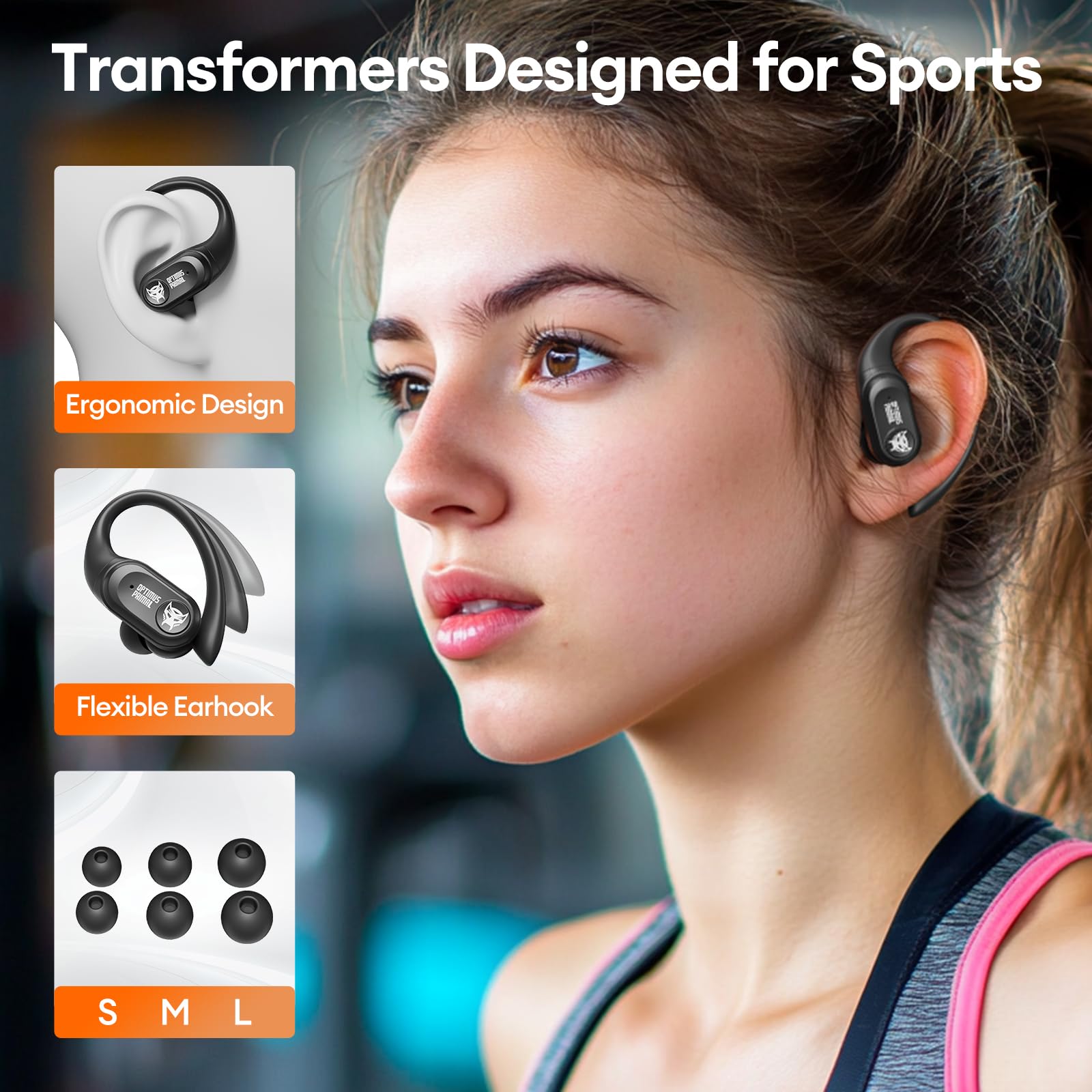 TF-T26Pro Scourge Wireless Earbuds - Bluetooth 5.4 Headphones with 65H Playtime, Deep Bass & Power Display | IPX5 Waterproof for Running, Workout, Sports & Office Use