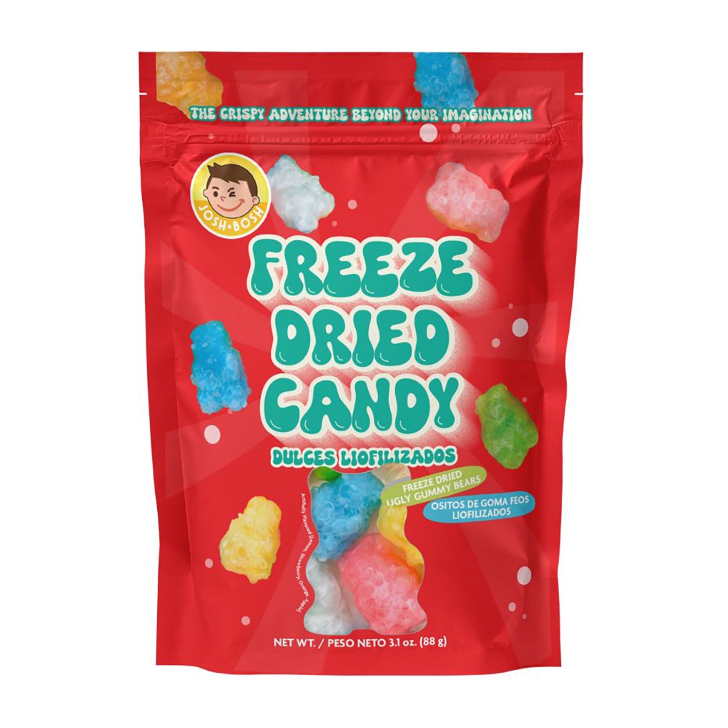 Josh Bosh Freeze Dried Candy - Large Pack Ugly Gummy Bears (88g) | Sweet & Crunchy Snack for Parties, Hiking & Movie Nights