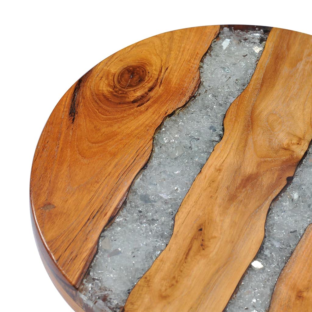 Handmade Solid Teak Wood Coffee Table with Polyresin - 15.7