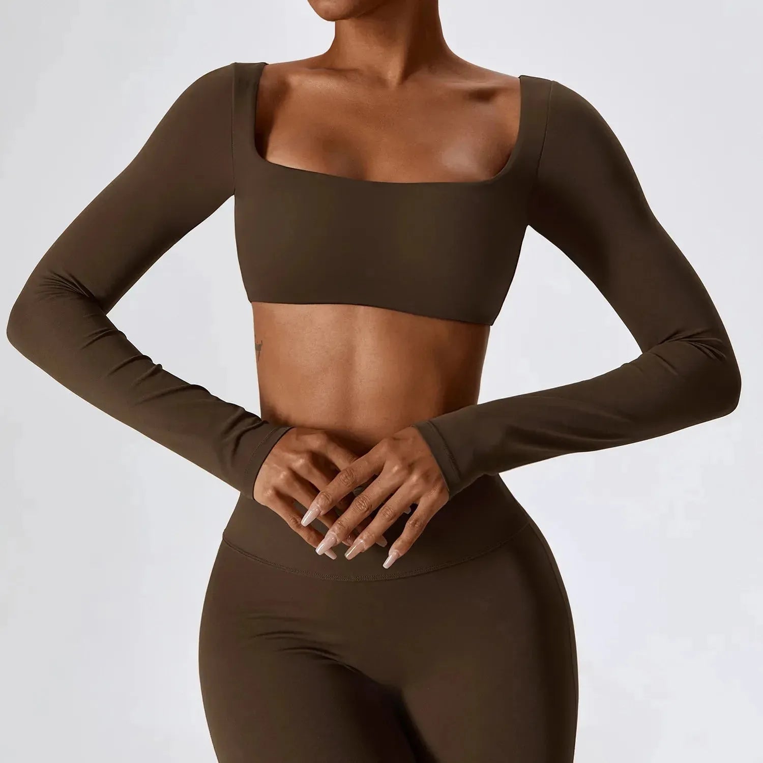Women's Quick Dry Padded Workout Crop Top - Long Sleeve Gym Shirt for Running, Yoga & Fitness | Moisture-Wicking Push Up Sports Bra for Active Lifestyles