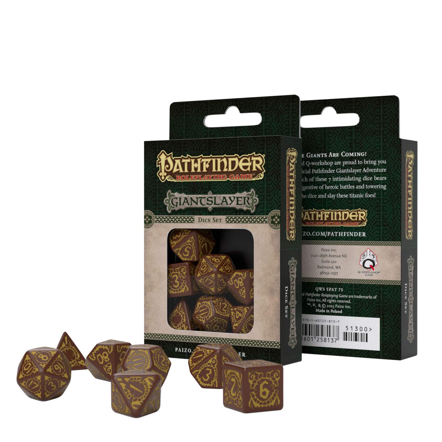 Q WORKSHOP Pathfinder Jade Regent RPG Dice Set - 7-Piece Polyhedral Dice for Tabletop Gaming, Dungeons & Dragons, D&D Accessories, Role-Playing Games, Gift for Gamers