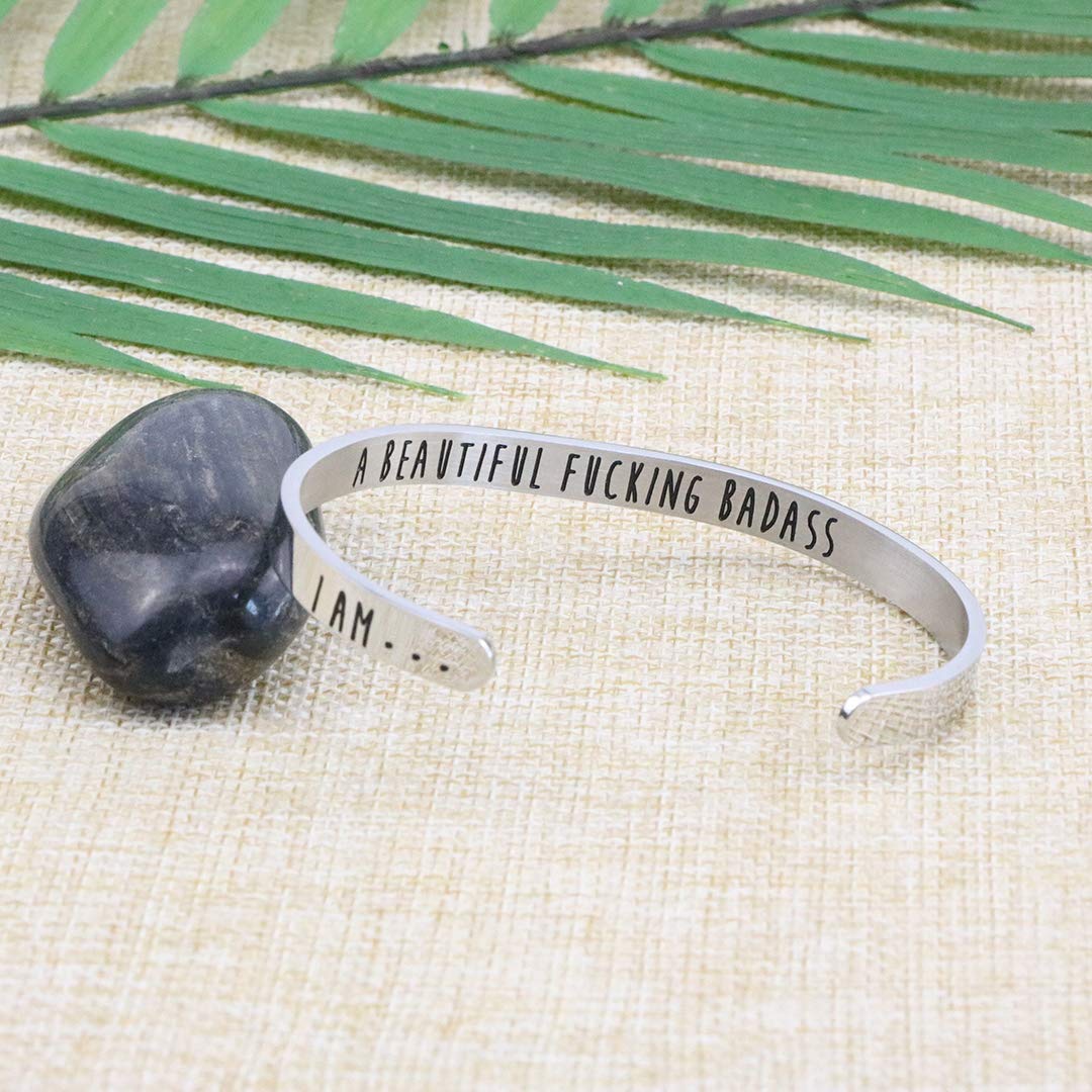 JoycuFF Inspirational Bracelets for Women - Hidden Message Mantra Cuff Bangle in Stainless Steel - Encouragement Gift for Friends, Sisters & Loved Ones - Perfect for Daily Wear, Special Occasions & Thoughtful Gifting