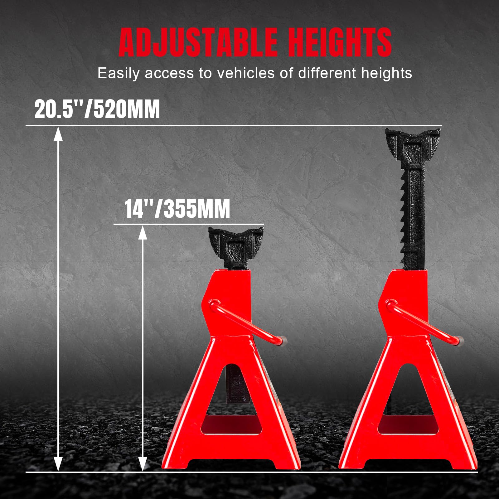 BIG RED Torin 3 Ton Heavy Duty Steel Jack Stands - Pair (2 Pack) for Cars, Trucks, SUVs & Trailers - Red Safety Stands for Vehicle Maintenance & Repair