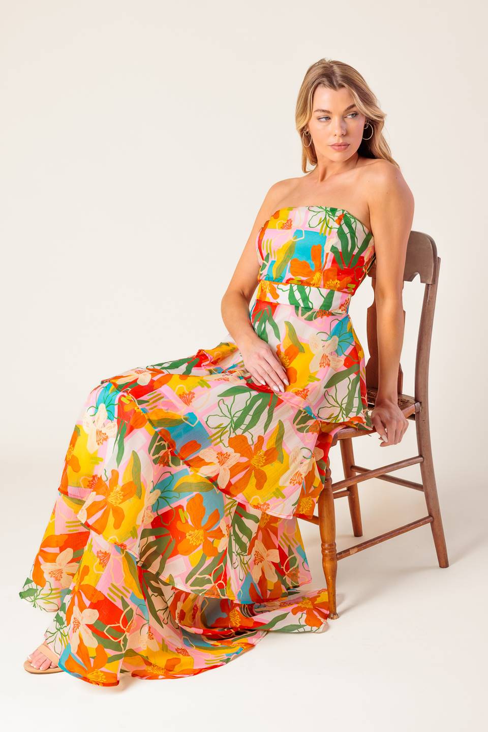 Half Past Sunset Tropical Print Maxi Dress - Flowy Beach Cover Up, Summer Vacation Outfit, Boho Chic Dress for Women