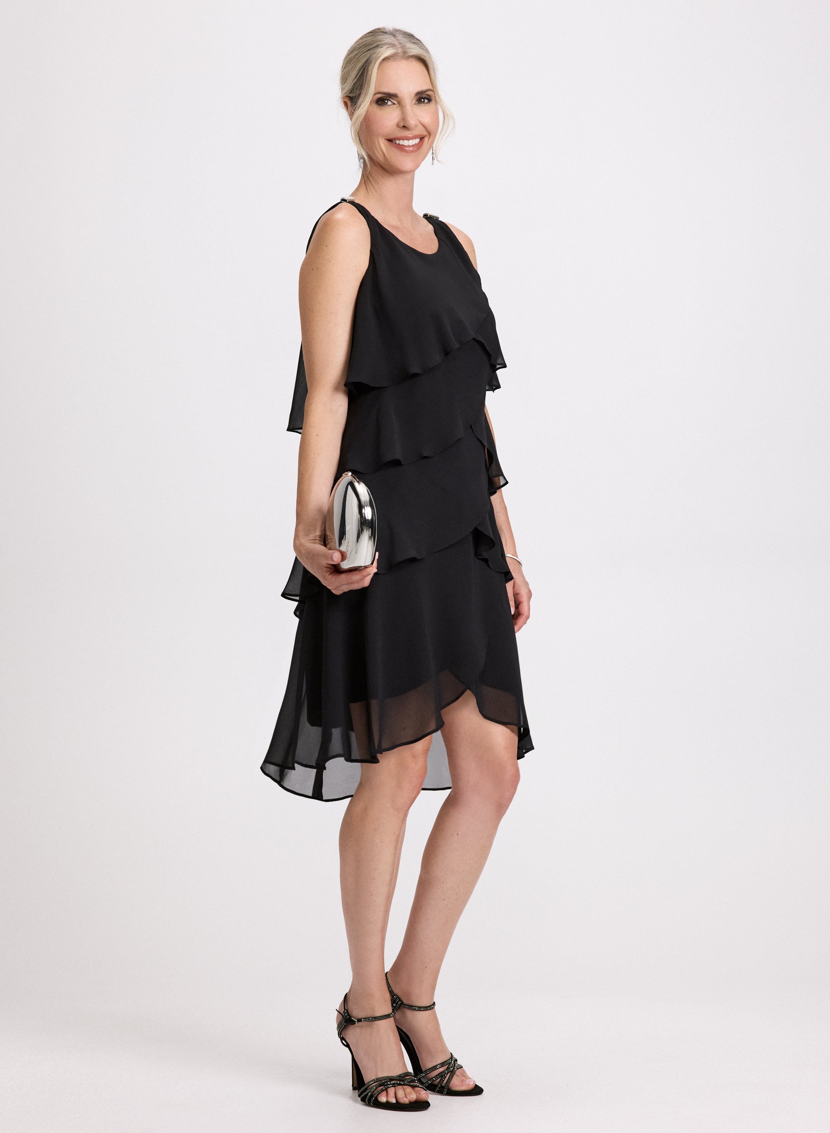 Elegant Chiffon Tiered Evening Dress for Women - Formal Gown for Prom, Wedding & Special Occasions