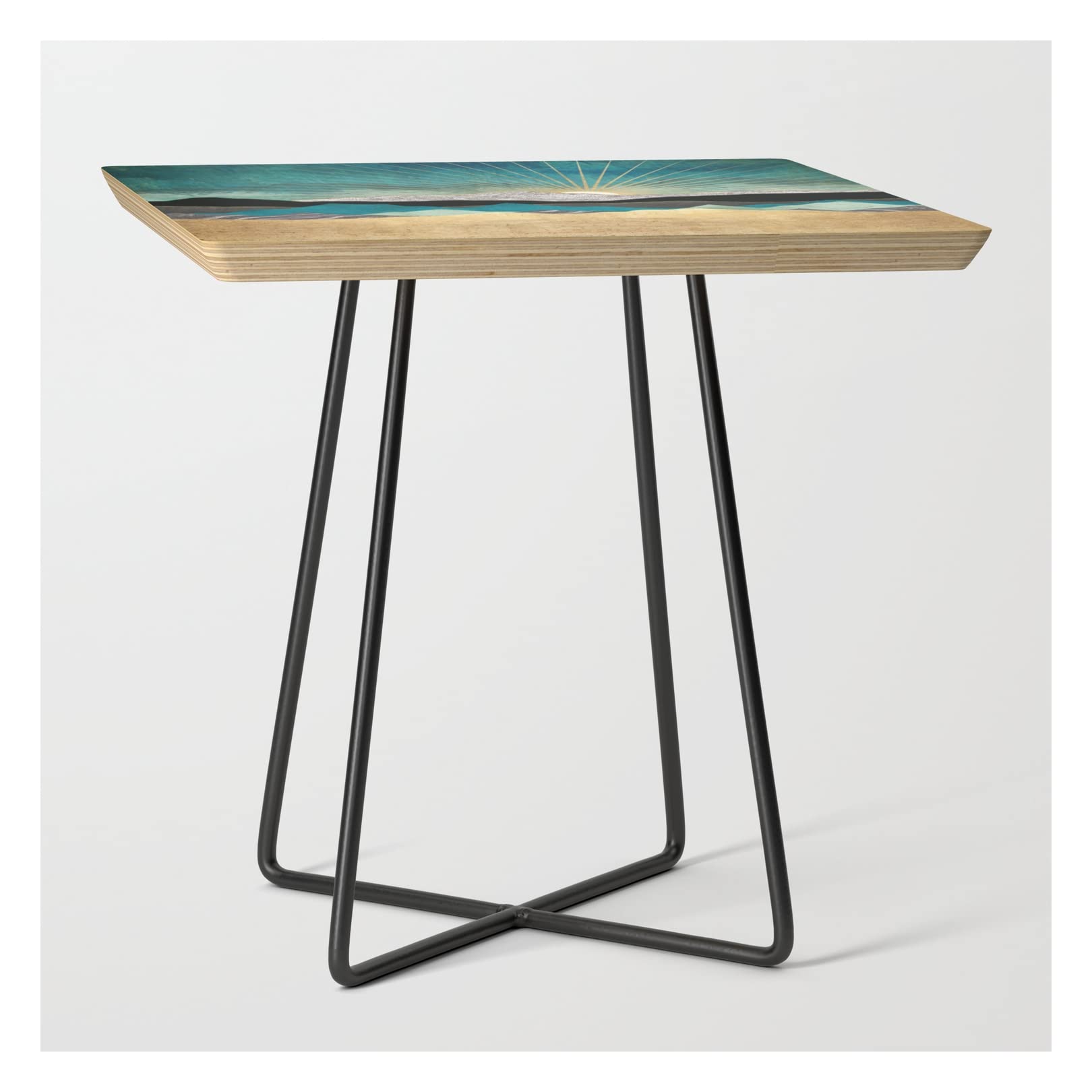 Peacock Vista Side Table by Spacefrogdesigns - Modern Square Accent Table in Black - Perfect for Living Room, Bedroom, or Office Decor