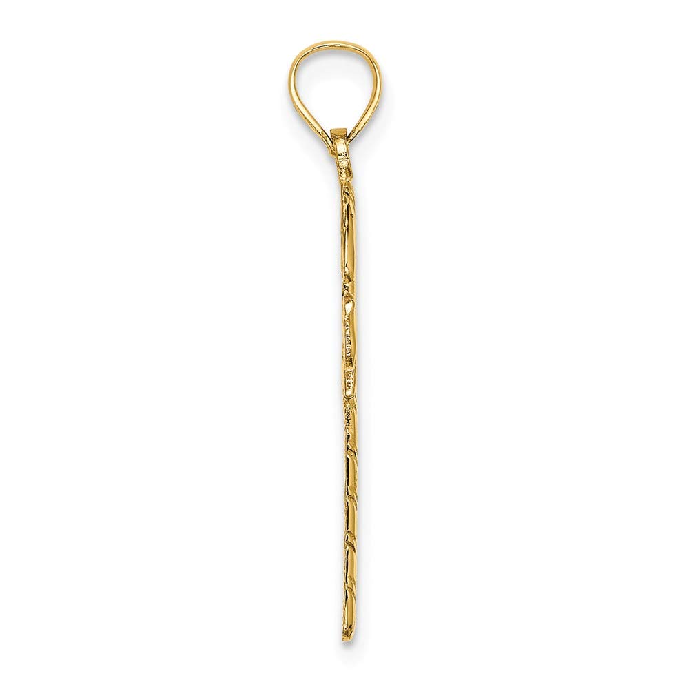 14K Yellow Gold Solid Candy Cane Charm Pendant - 26mm x 10mm - Christmas Jewelry Gift for Women - Perfect for Holiday Necklaces, Stocking Stuffers & Festive Outfits