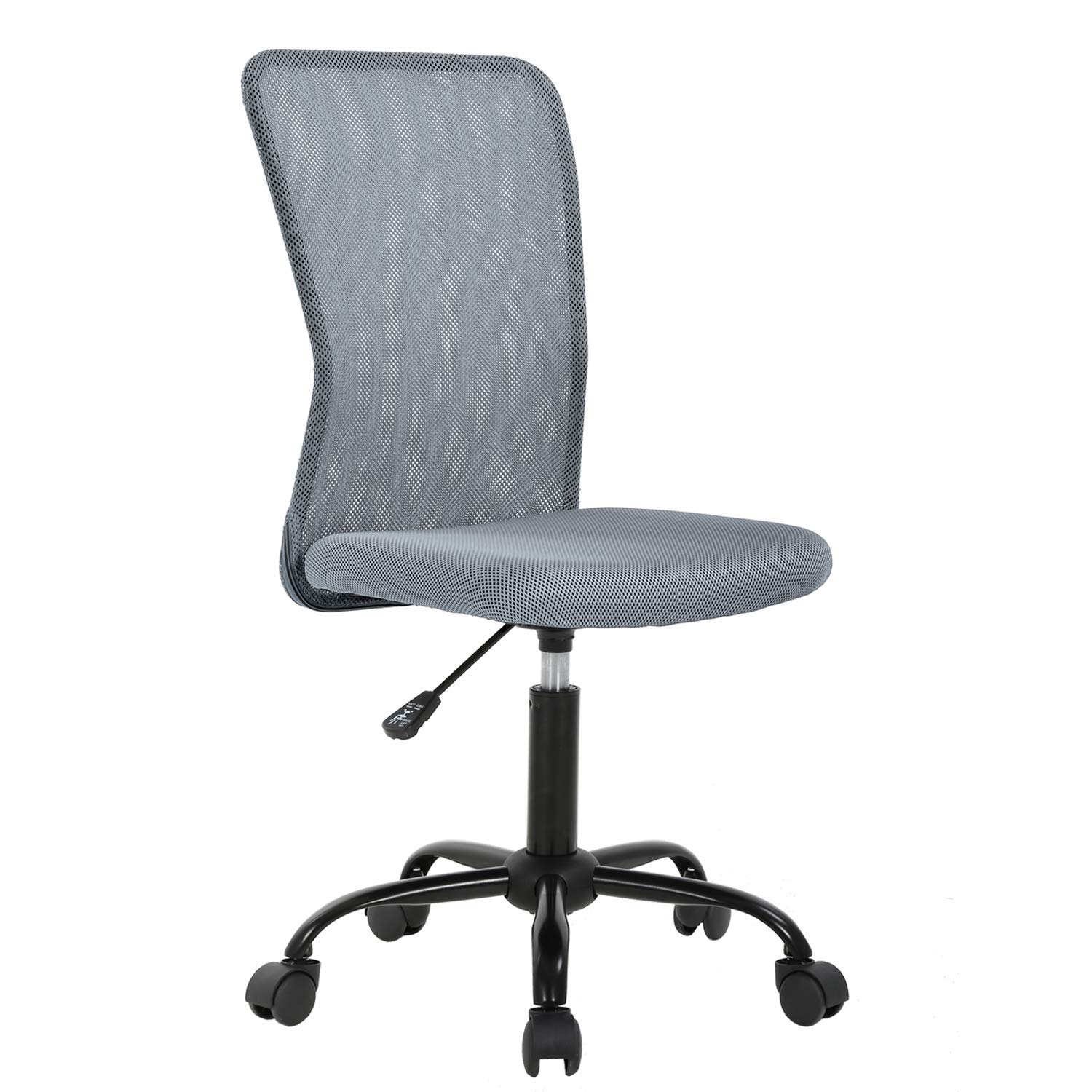 Ergonomic Grey Mesh Office Chair with Lumbar Support - Adjustable Height Armless Rolling Chair for Home Office, Conference Room & Workspace - Comfortable Desk Chair for Adults Working from Home or Office