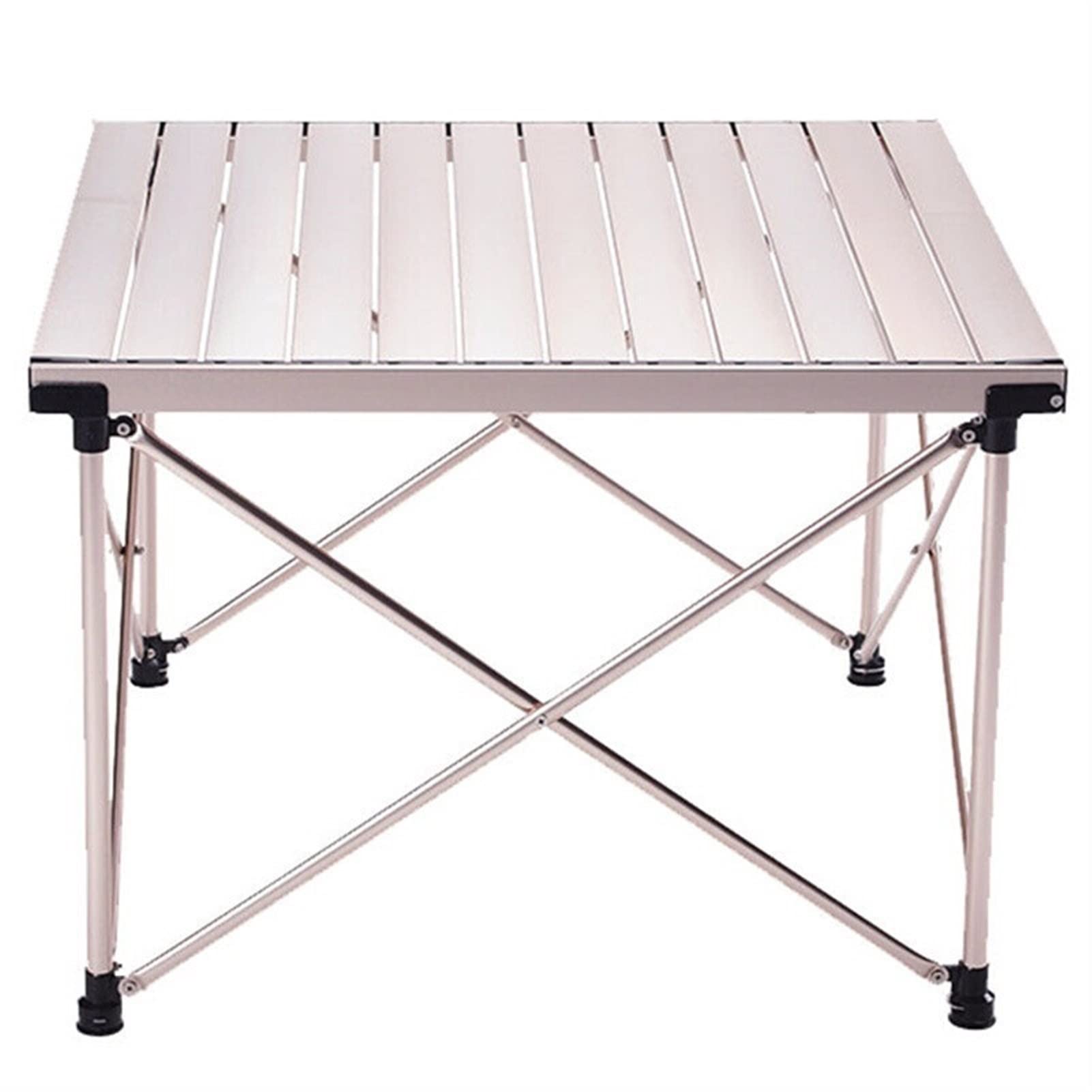 Portable Folding Camping Table - Lightweight Aluminum Alloy Picnic BBQ Table with 2 Chairs (Gold) - Perfect for Outdoor Adventures, Backyard Parties & Beach Trips
