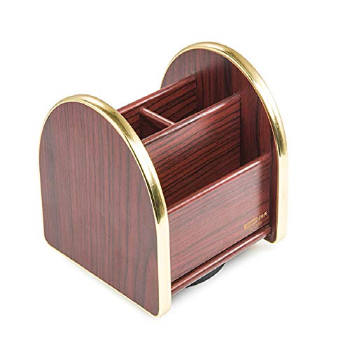 Rotating Wooden Desk Organizer - Multi-Functional Storage Box for Pens, Office Supplies & Stationery - Perfect for Home Office, Study Desk & Workspace Organization