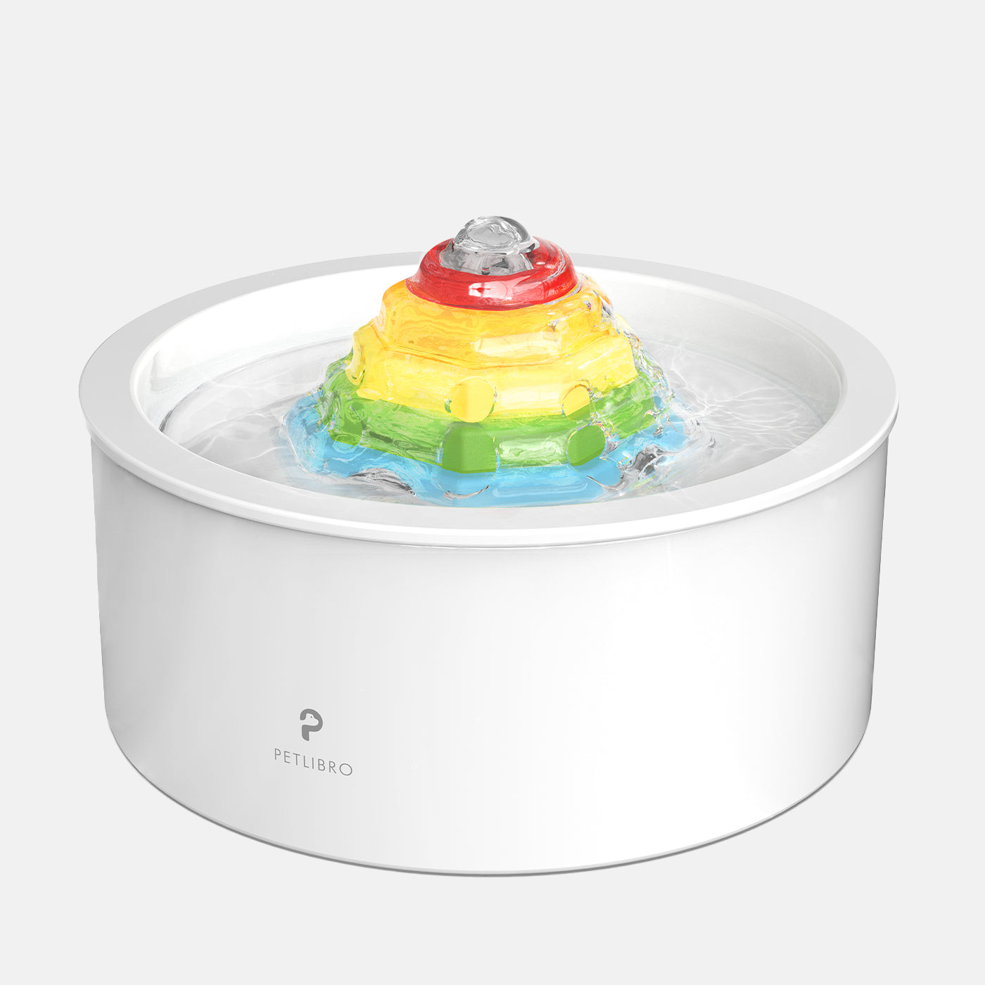 Petlibro Rainbow Cat Water Fountain - Automatic Pet Drinking Fountain with LED Light for Cats & Small Dogs - Quiet & Filtered Hydration for Home, Office, or Travel Use