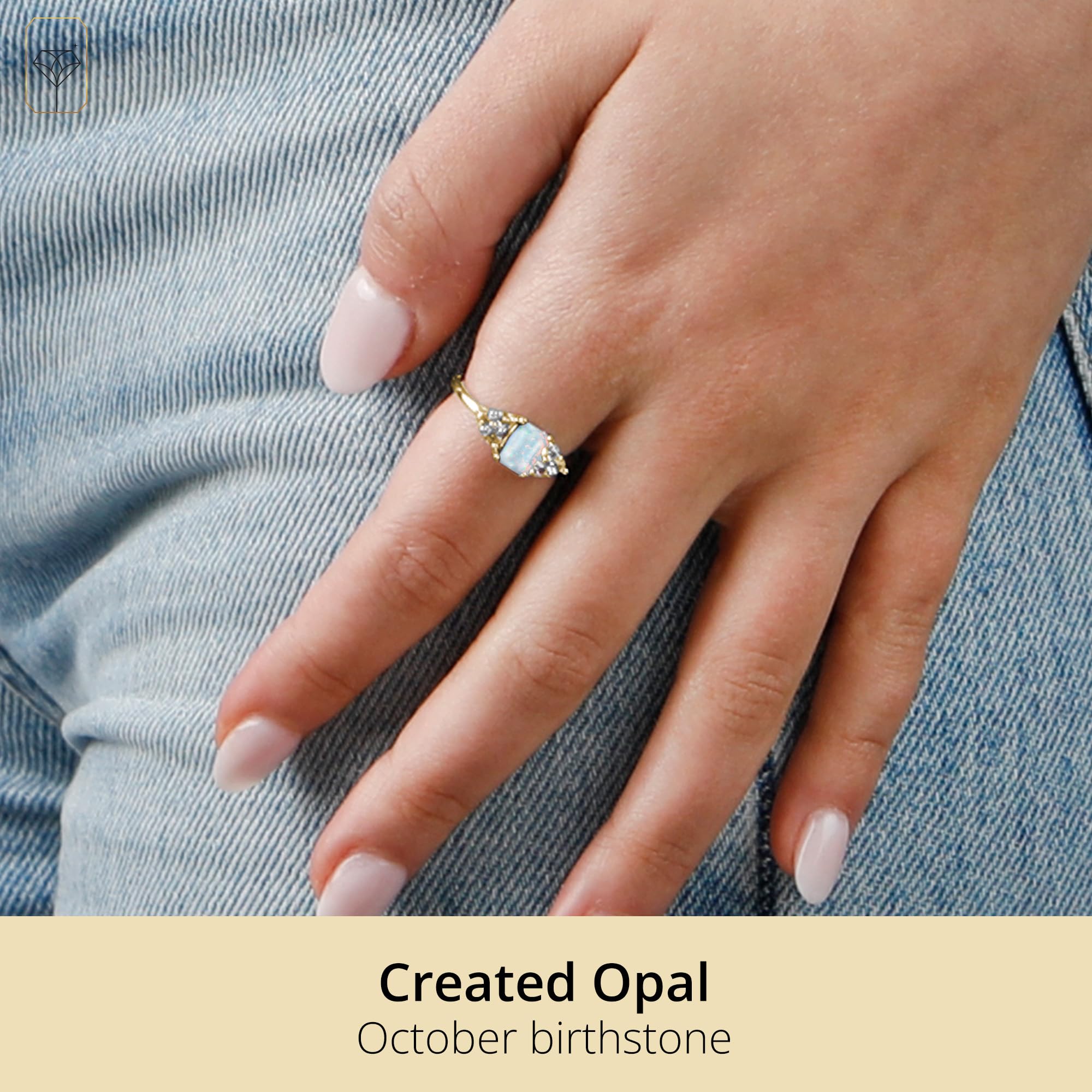 10K Gold Emerald Cut Birthstone Ring for Women | Durable Anti-Tarnish Cocktail Ring | Anniversary Gift for Her | Size 5-9 with Elegant Gift Box | Perfect for Weddings, Parties & Special Occasions