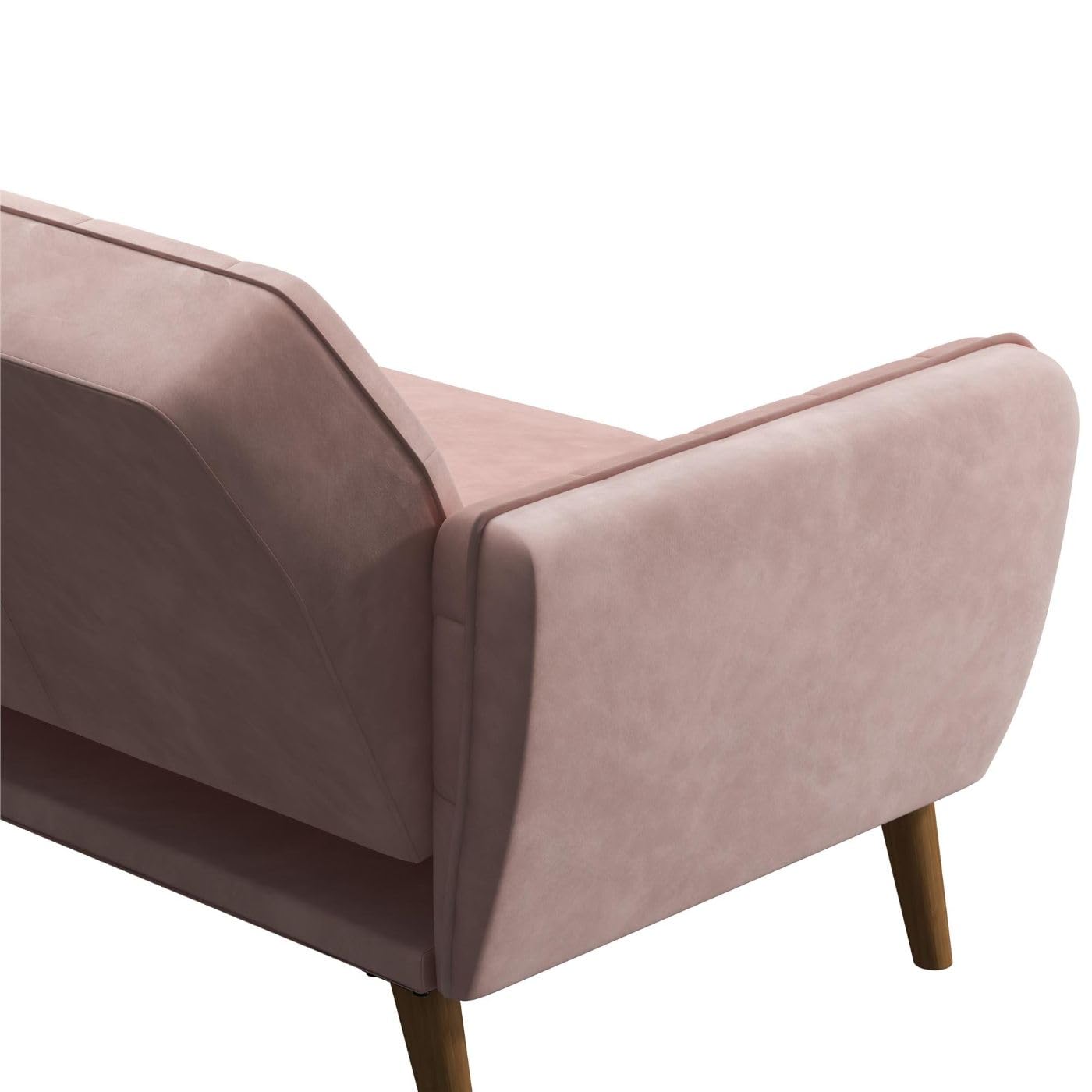Novogratz Tallulah Convertible Memory Foam Futon Couch - Pink Velvet Sofa Bed for Small Spaces, Guest Room & Dorm | Comfortable Sleeper for Living Room, Apartment & Studio