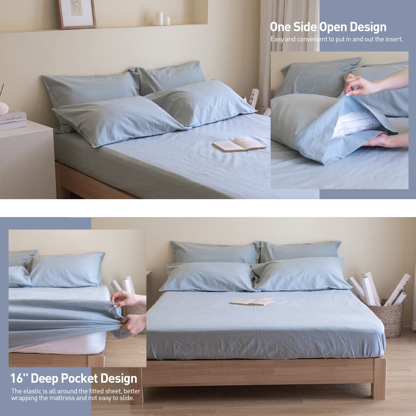 Premium Belgian Linen Sheet Set - 6 Piece (King Size) with 16