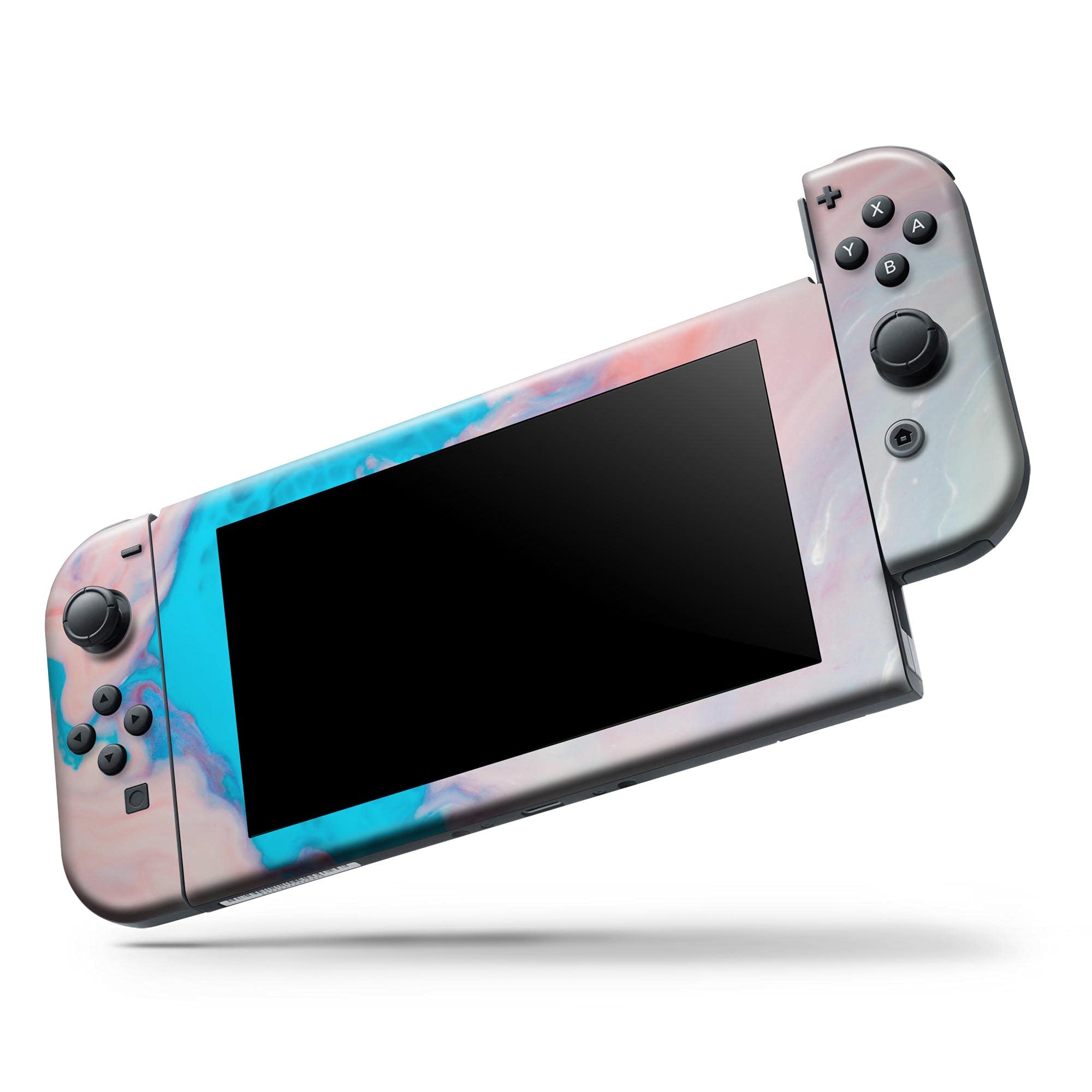 Nintendo Switch Dock Skin Cover - Scratch-Resistant Removable Vinyl Wrap Decal - Marble Pink & Blue Paradise Design V322 | Perfect for Gaming Setups & Console Protection