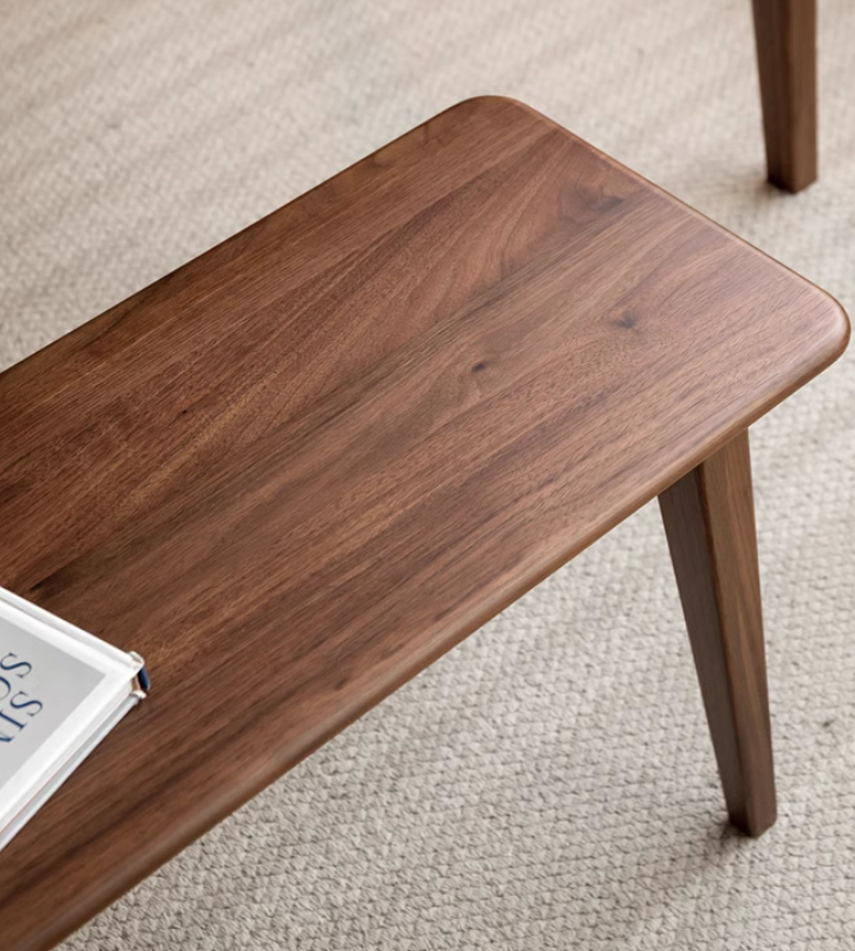 Solid Black Walnut Wood Modern Long Bench - Stylish Entryway, Dining Room, or Living Room Seating Furniture for Home Decor