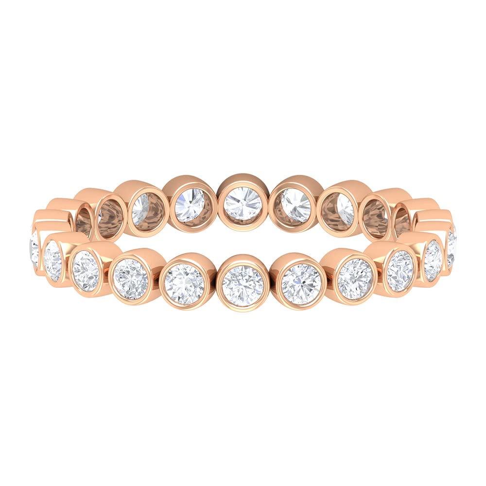 1 CT Moissanite Eternity Ring - 14K Solid Gold Bezel Set Minimalist Wedding Band for Women | Perfect for Engagement, Anniversary & Everyday Elegance