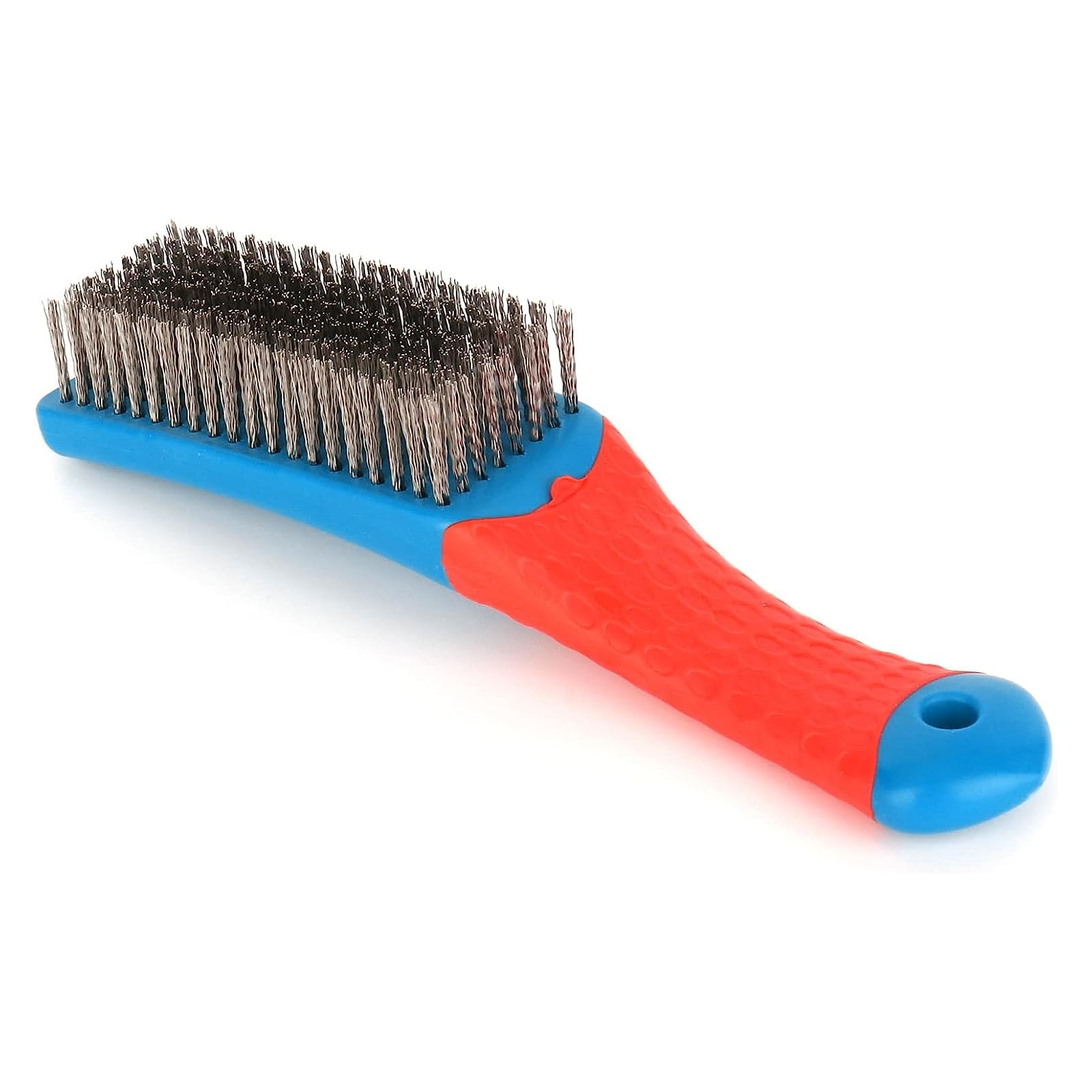 Heavy Duty Stainless Steel Wire Brush for Metal Rust & Paint Removal - Durable Rubber Grip Handle - Ideal for Auto Repair, Welding Cleanup & DIY Metalworking Projects