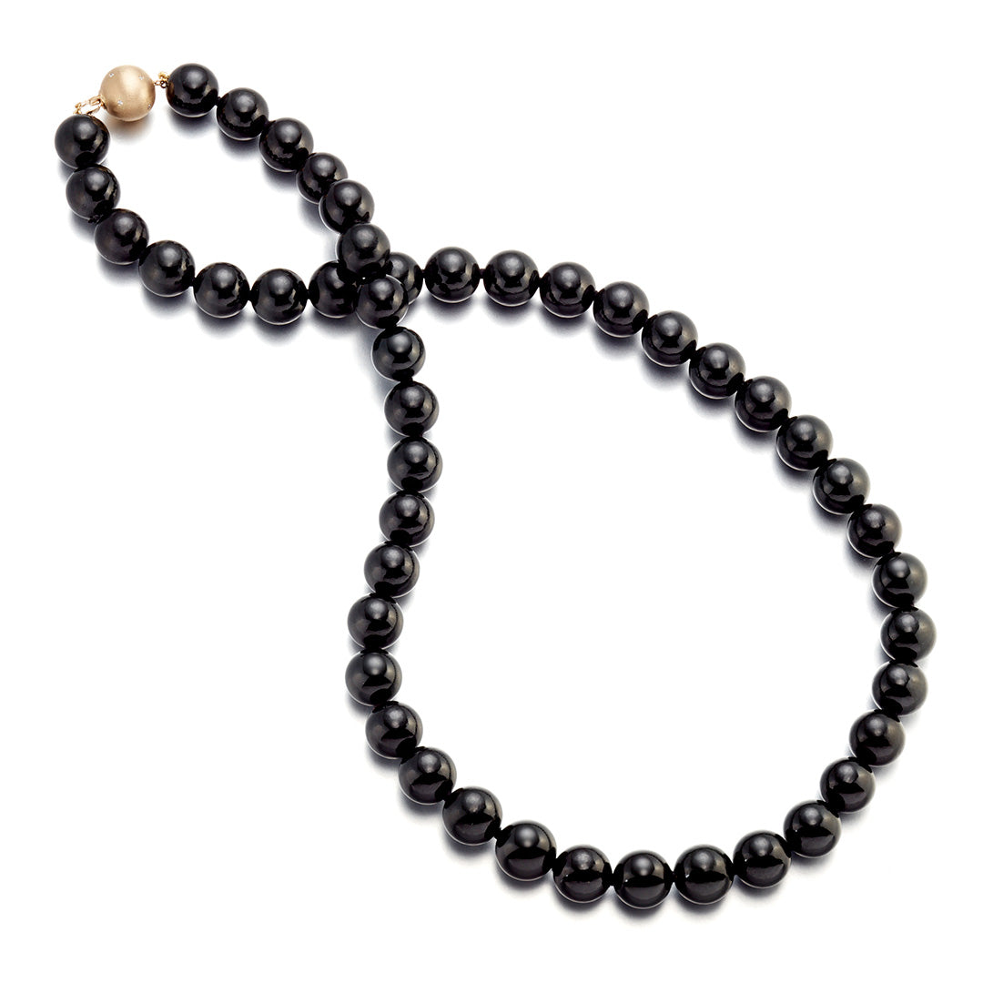 12mm Black Jade Bead Necklace - 22 Inch Natural Stone Jewelry for Women, Handmade Spiritual Healing Necklace | Perfect for Meditation, Yoga & Boho Fashion