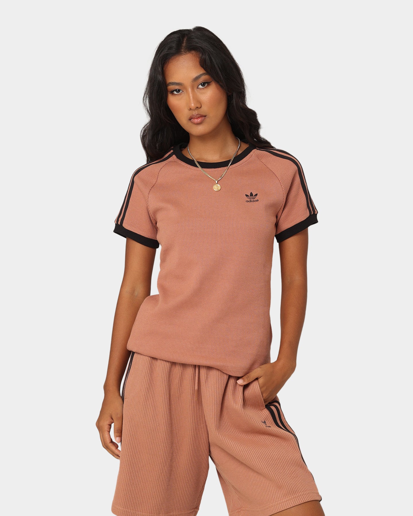 Adidas Women's 3 Stripe Slim Fit T-Shirt - Classic Casual Tee for Workout, Gym & Everyday Wear