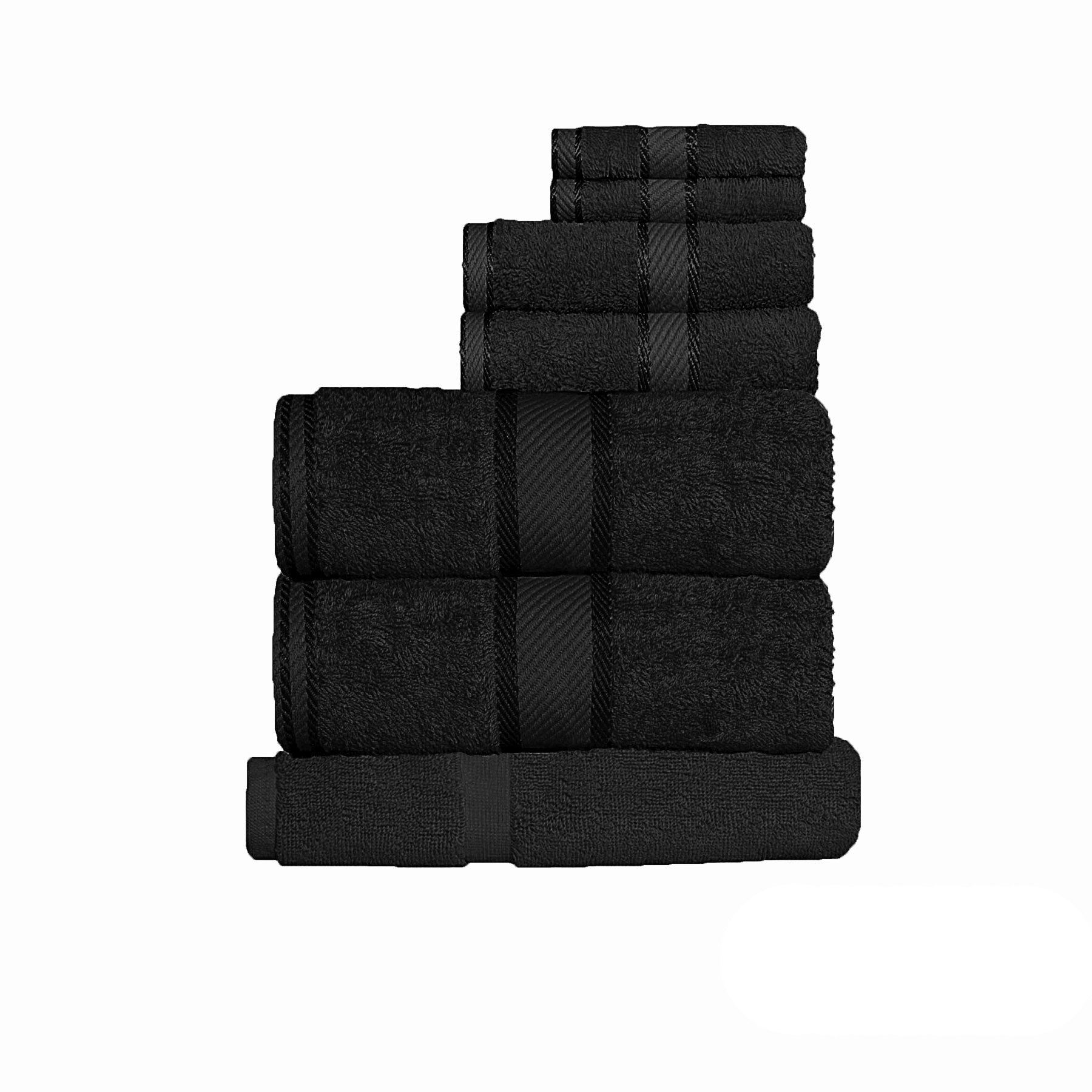 Premium 550gsm Cotton 7-Piece Bath Towel Set - Ultra Soft & Absorbent - Luxury Black Bathroom Towels for Spa, Hotel & Home Use