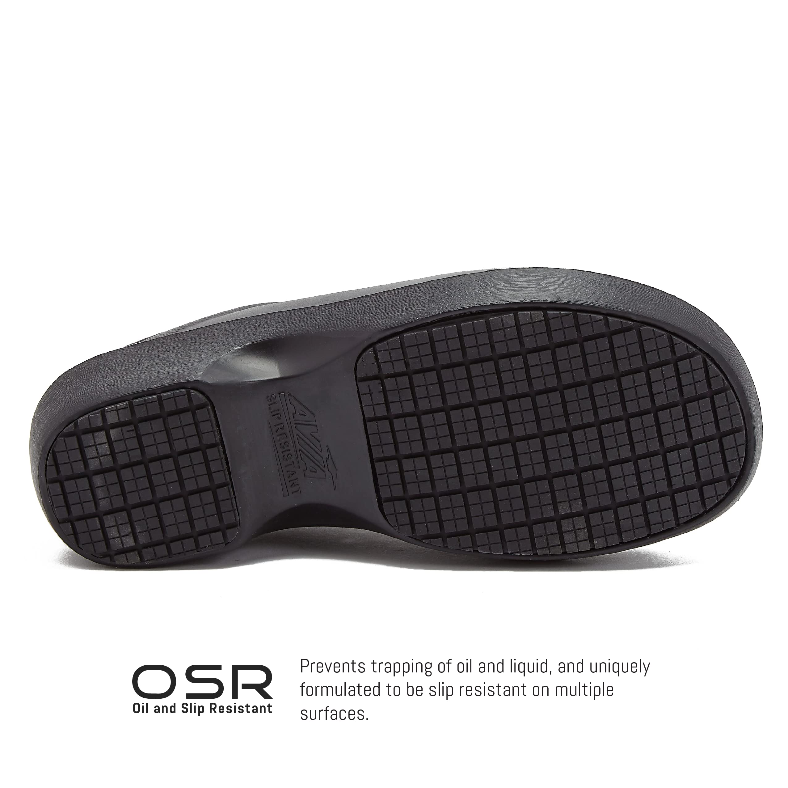 Avia Women's Shadow Slip-Resistant Work Clogs - Non-Slip Slip-On Shoes for Food Service & Healthcare Professionals - Comfortable Black Clogs for Restaurant, Hospital & Kitchen Workers