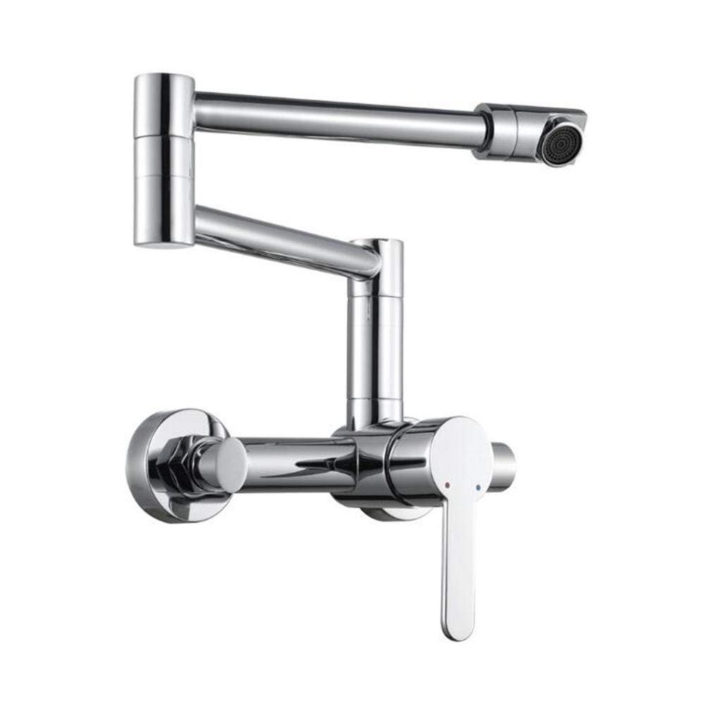 Wall Mounted Folding Kitchen Faucet - Adjustable Hot & Cold Water Rotatable Sink Faucet for Small Spaces, RV, Outdoor & Camping Use
