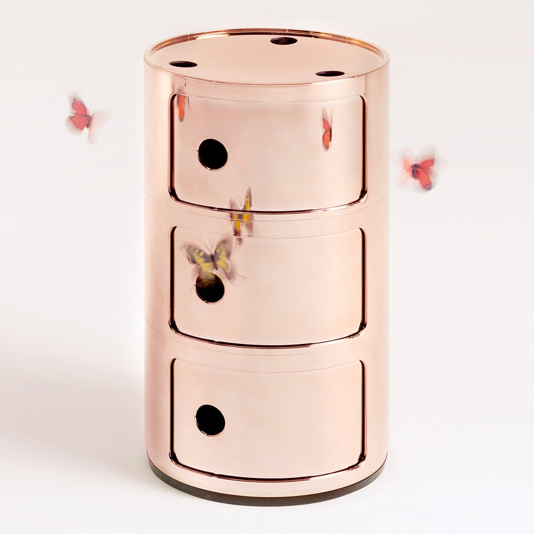 Componibili Round 3-Door Storage Tower - Modern Modular Organizer for Bedroom, Living Room & Office - Space-Saving Furniture Solution