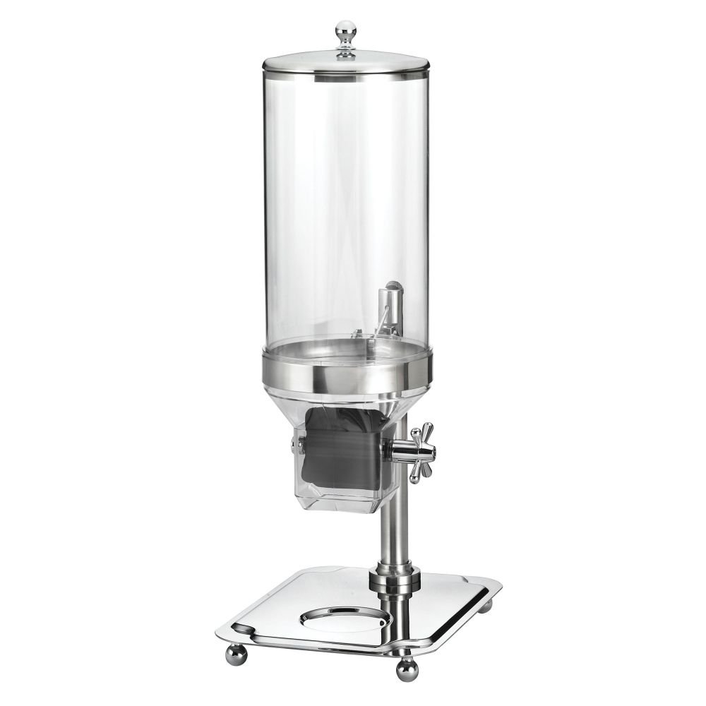 Tablecraft 50 Oz. Stainless Steel & Polycarbonate Cereal Dispenser - Perfect for Breakfast, Snacks, and Bulk Food Storage in Kitchens, Pantries, and Cafeterias