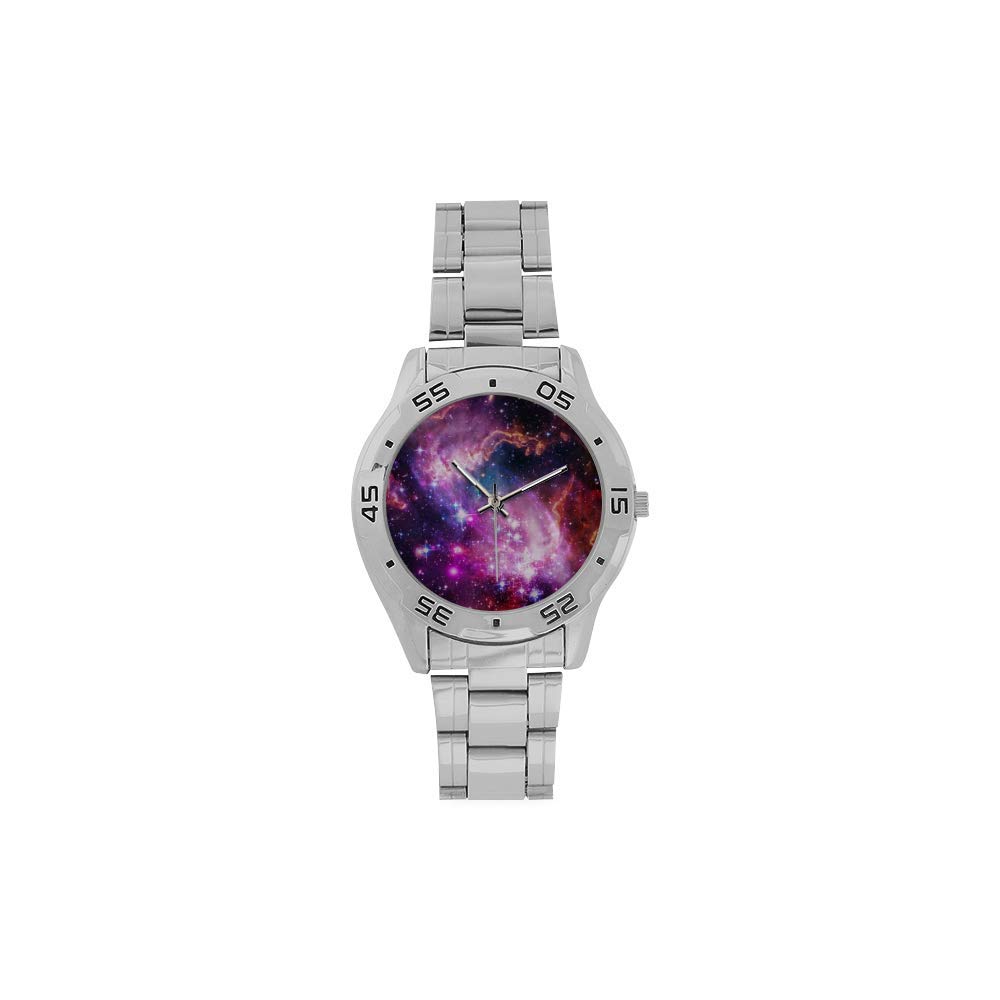 Outer Space Planets Men's Stainless Steel Watch - Silver Luxury Casual Wristwatch for Men | Perfect for Everyday Wear, Office & Special Occasions