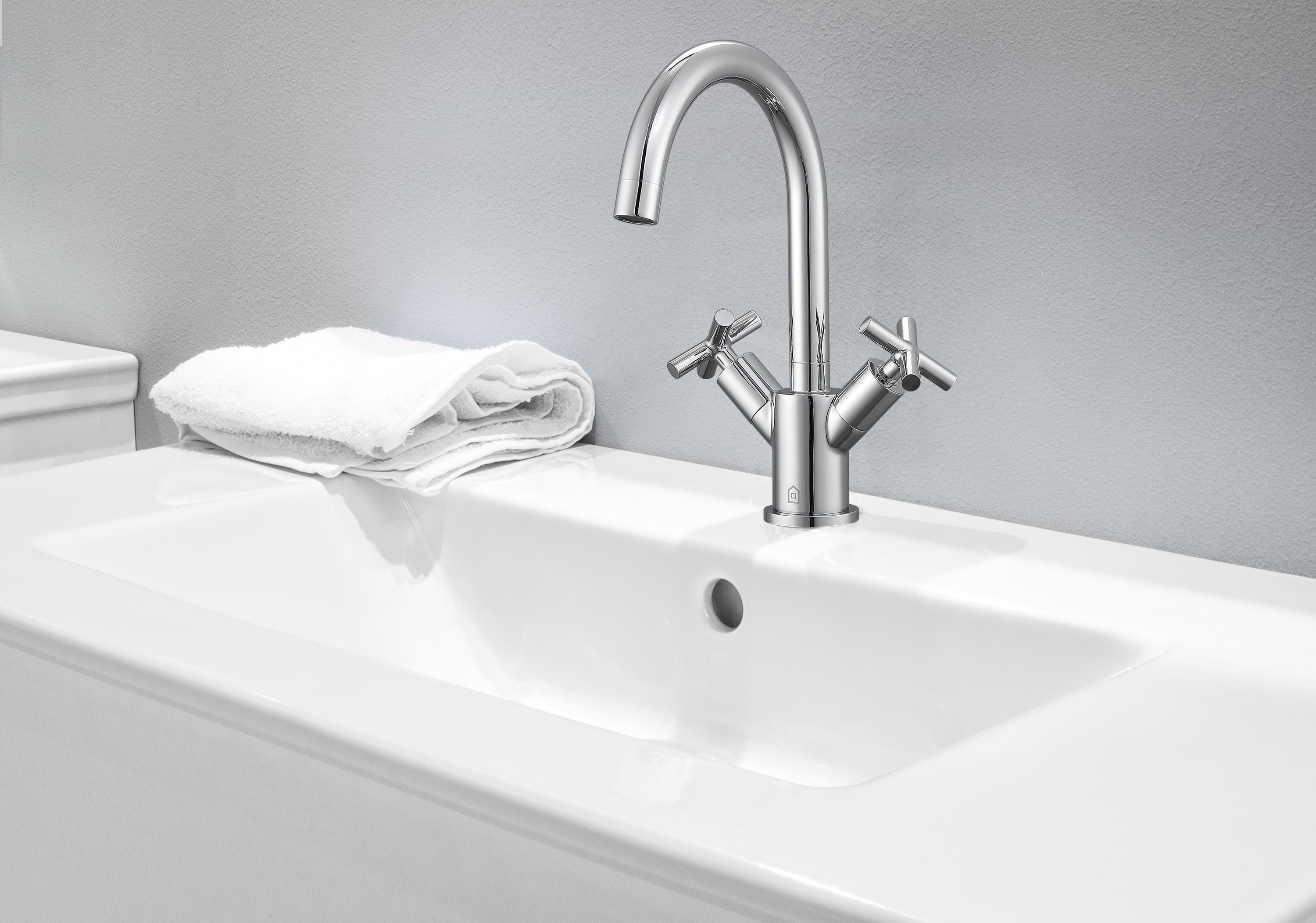 Chrome Single Hole Cross Handle Bathroom Faucet - Ava Series | Modern Water-Saving Design for Sink, Vanity & Powder Room Installation