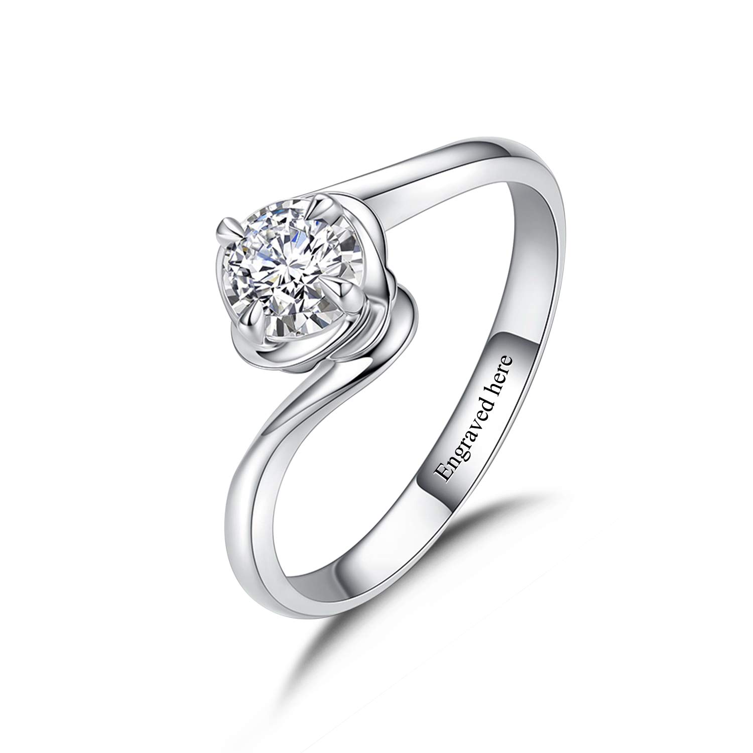 1 Carat Moissanite Diamond Solitaire Wedding Ring - 925 Sterling Silver Custom Engraved Jewelry for Women | Anniversary, Engagement & Birthday Gift for Wife - Perfect for Proposals, Vows Renewal & Special Occasions