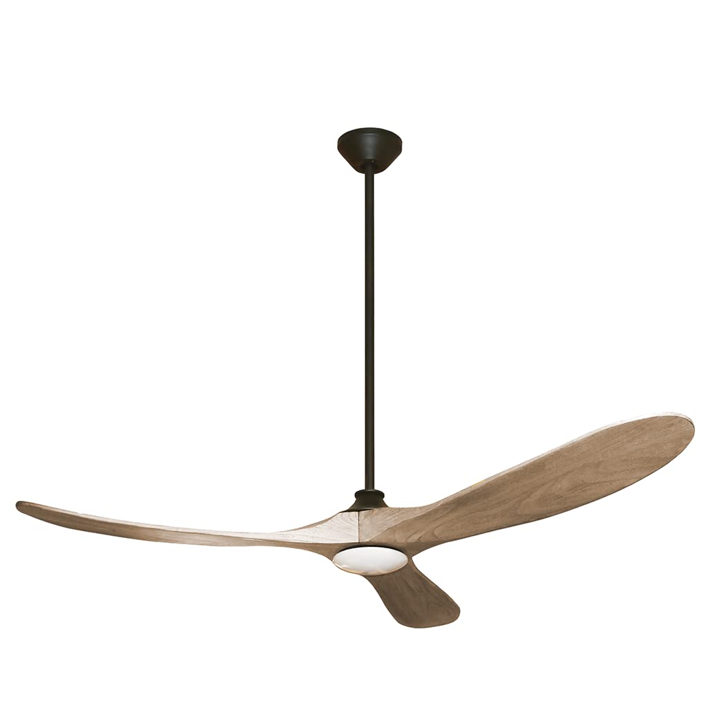 60 Inch Modern Wood Ceiling Fan with LED Light - Dimmable 3000K Matte Black - 3 Blades Wood Ceiling Fan for Bedroom, Living Room, Office (+48 Inch Downrod Included) - Perfect for Home Cooling and Stylish Interior Decor