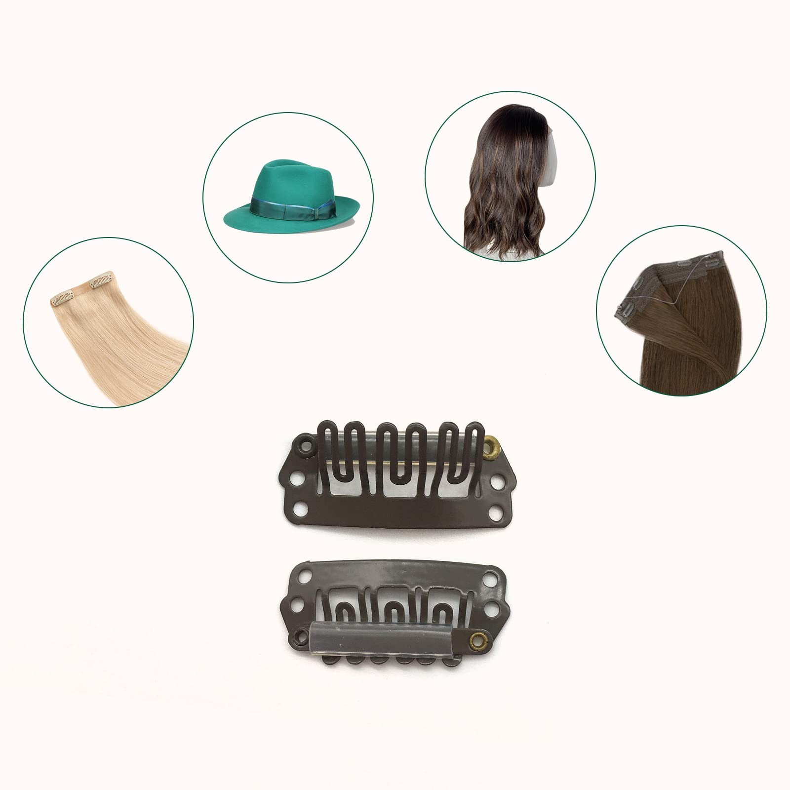 GOO GOO 2-Pack Blonde Stainless Steel 28mm 6-Tooth U-Shape Snap Clips for Hair Extensions - Soft Rubber Pads for Secure Hold | Perfect for Adding Volume, Styling Ponytails & Securing Weaves