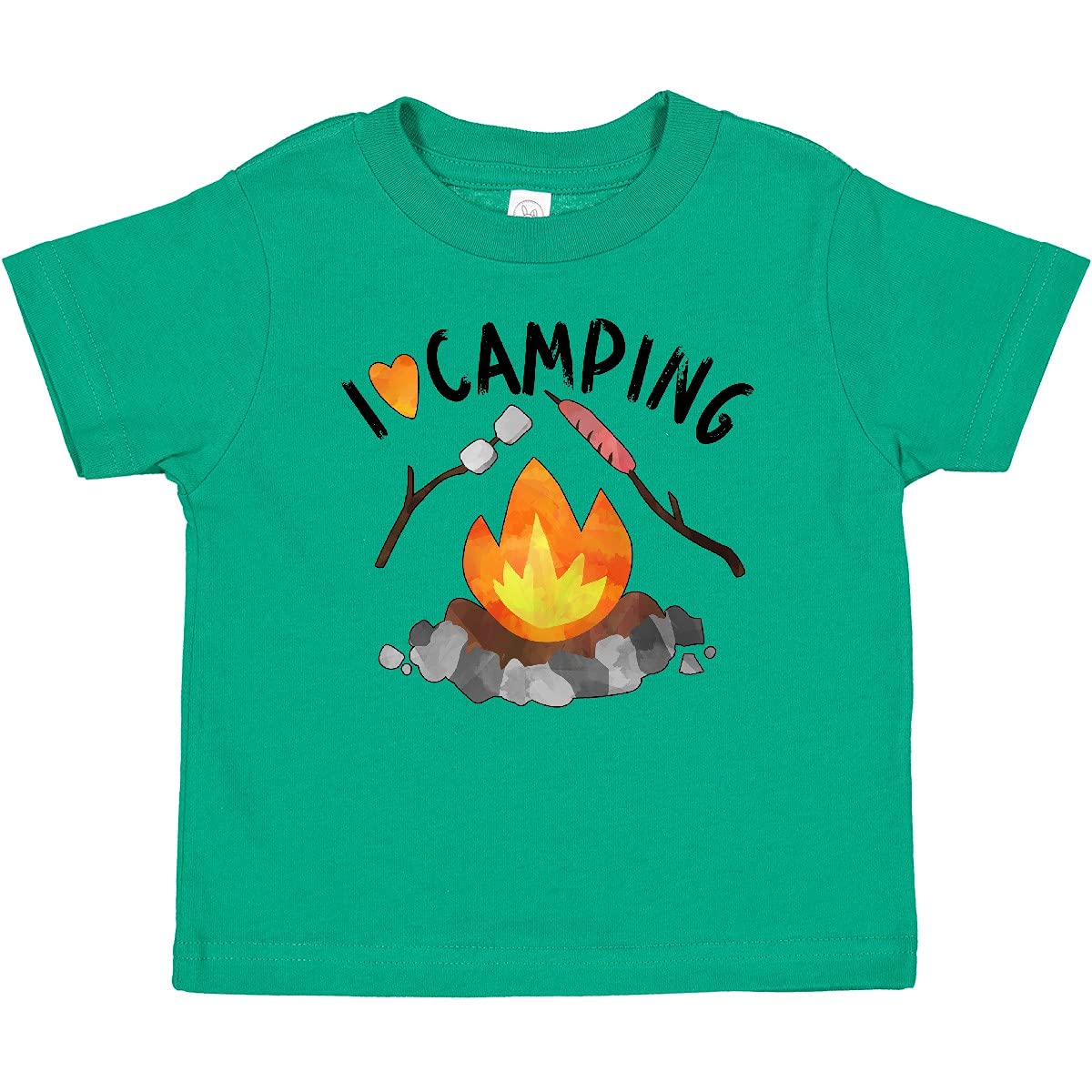 Inktastic I Love Camping Baby T-Shirt - Cute Campfire, Hot Dog & Marshmallows Design for Boys & Girls | Perfect for Outdoor Adventures, Family Trips & Camping Themed Parties